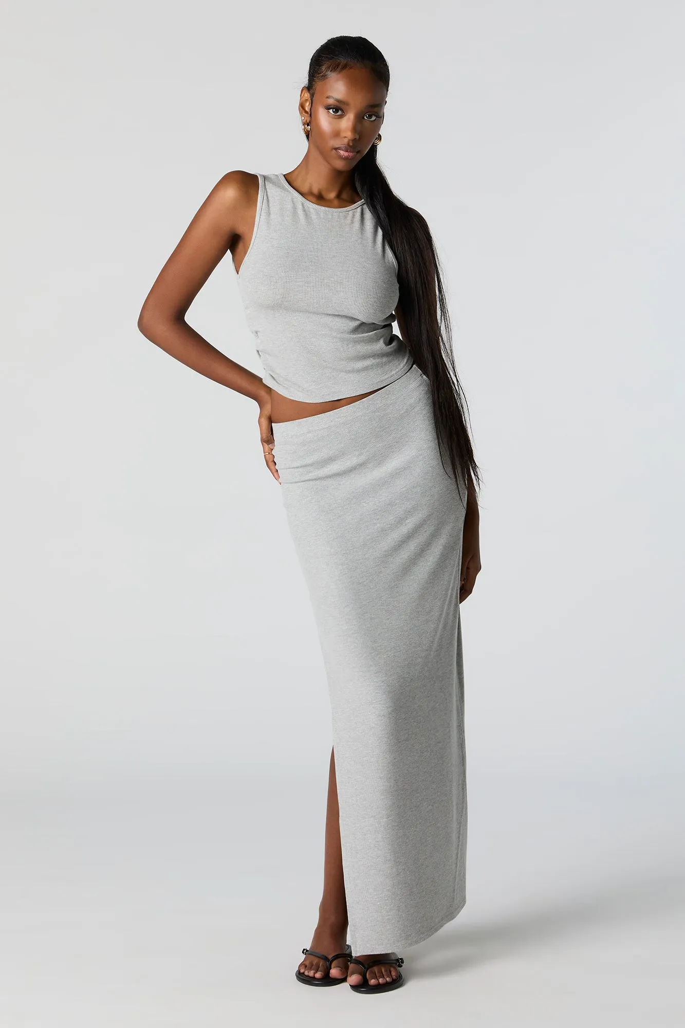 Ribbed Slit Maxi Skirt sold by Charlotte Russe product image thumbnail 5