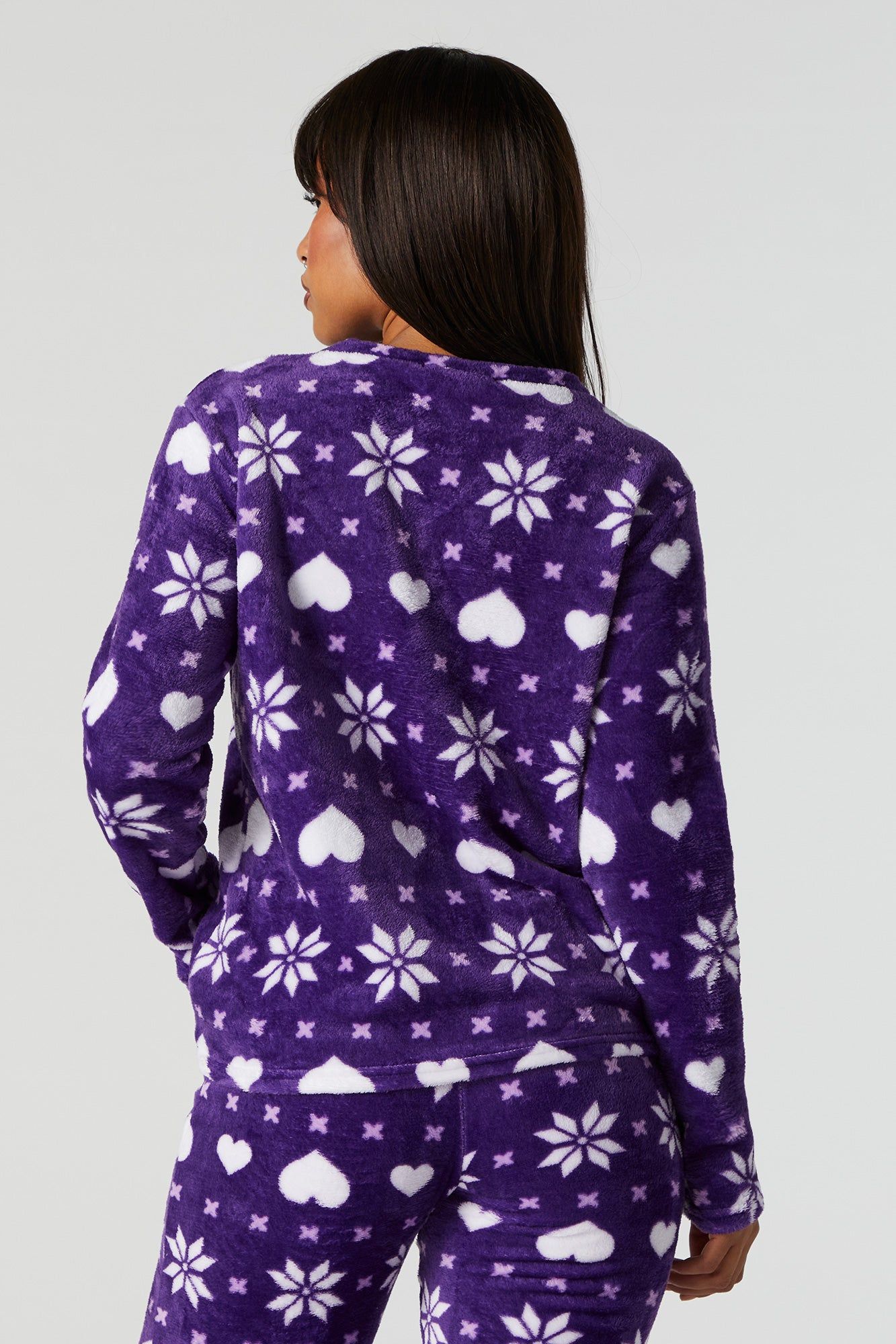Plush Purple Fairisle 3 Piece Pajama Set sold by Charlotte Russe product image thumbnail 4