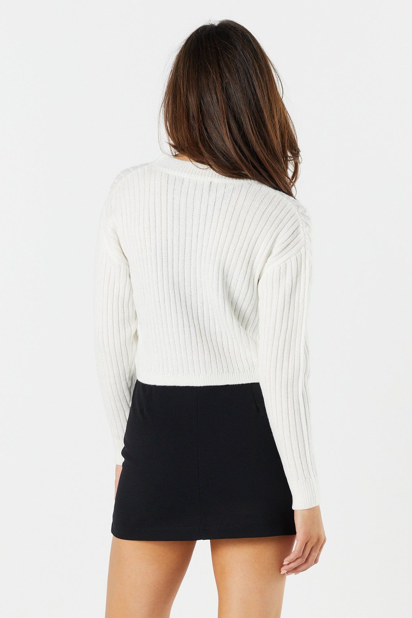 Cable Knit Button-Up Cardigan sold by Charlotte Russe product image thumbnail 2