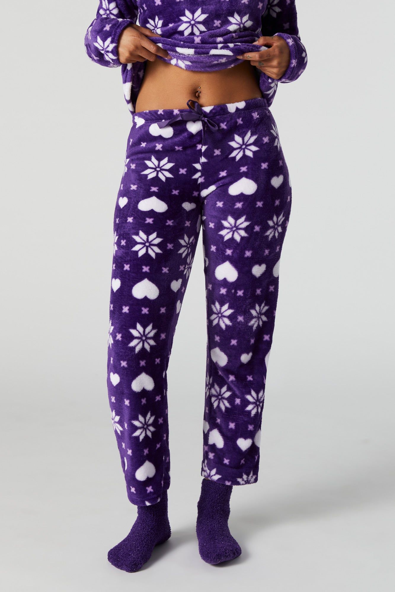 Plush Purple Fairisle 3 Piece Pajama Set sold by Charlotte Russe product image thumbnail 5