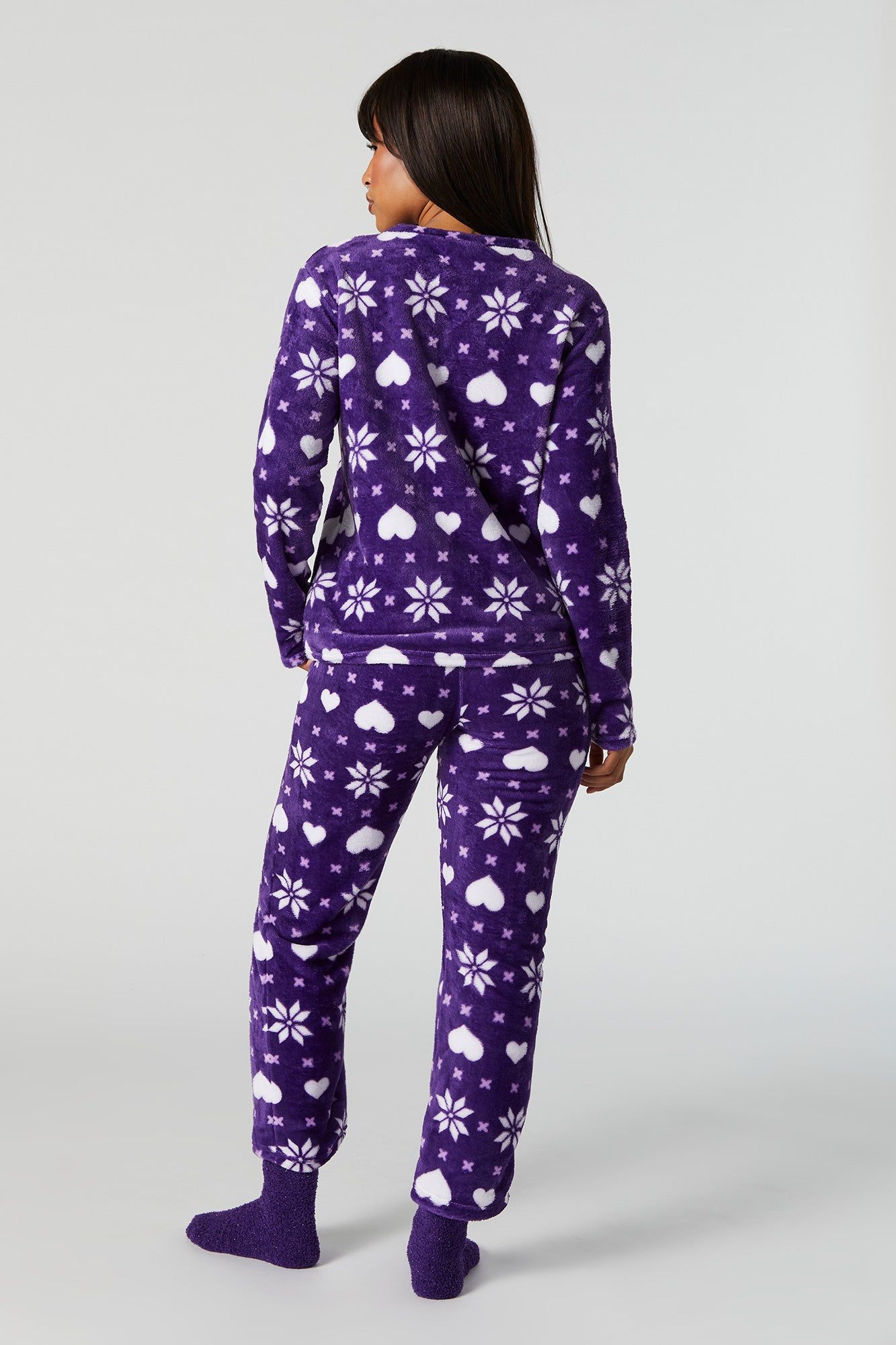 Plush Purple Fairisle 3 Piece Pajama Set sold by Charlotte Russe product image thumbnail 6