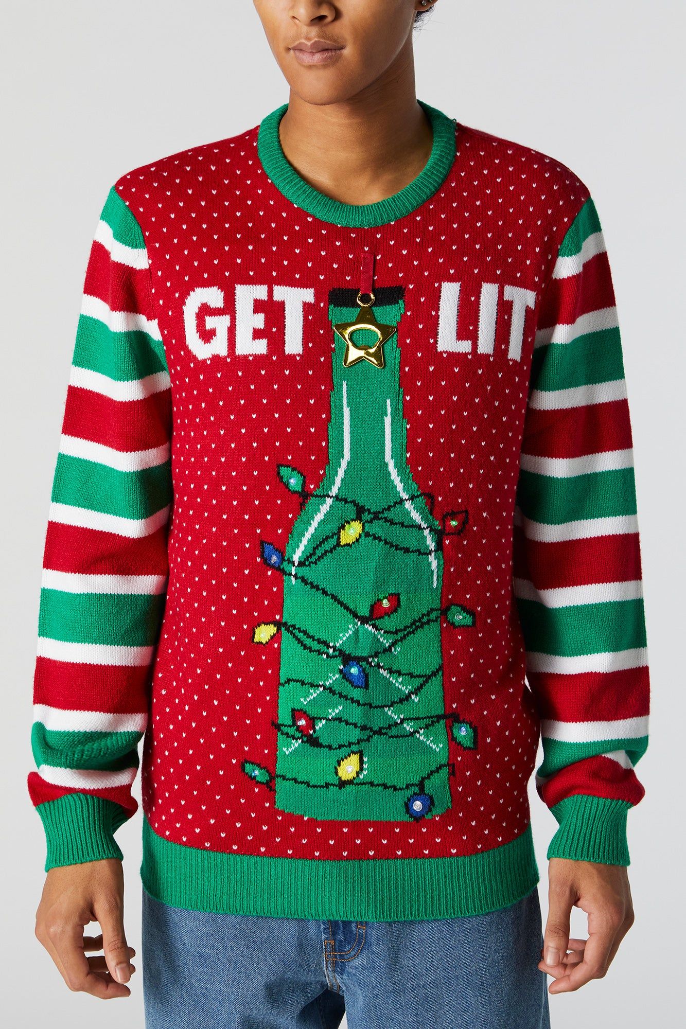 Get Lit Ugly Xmas Sweater sold by Charlotte Russe product image thumbnail 4