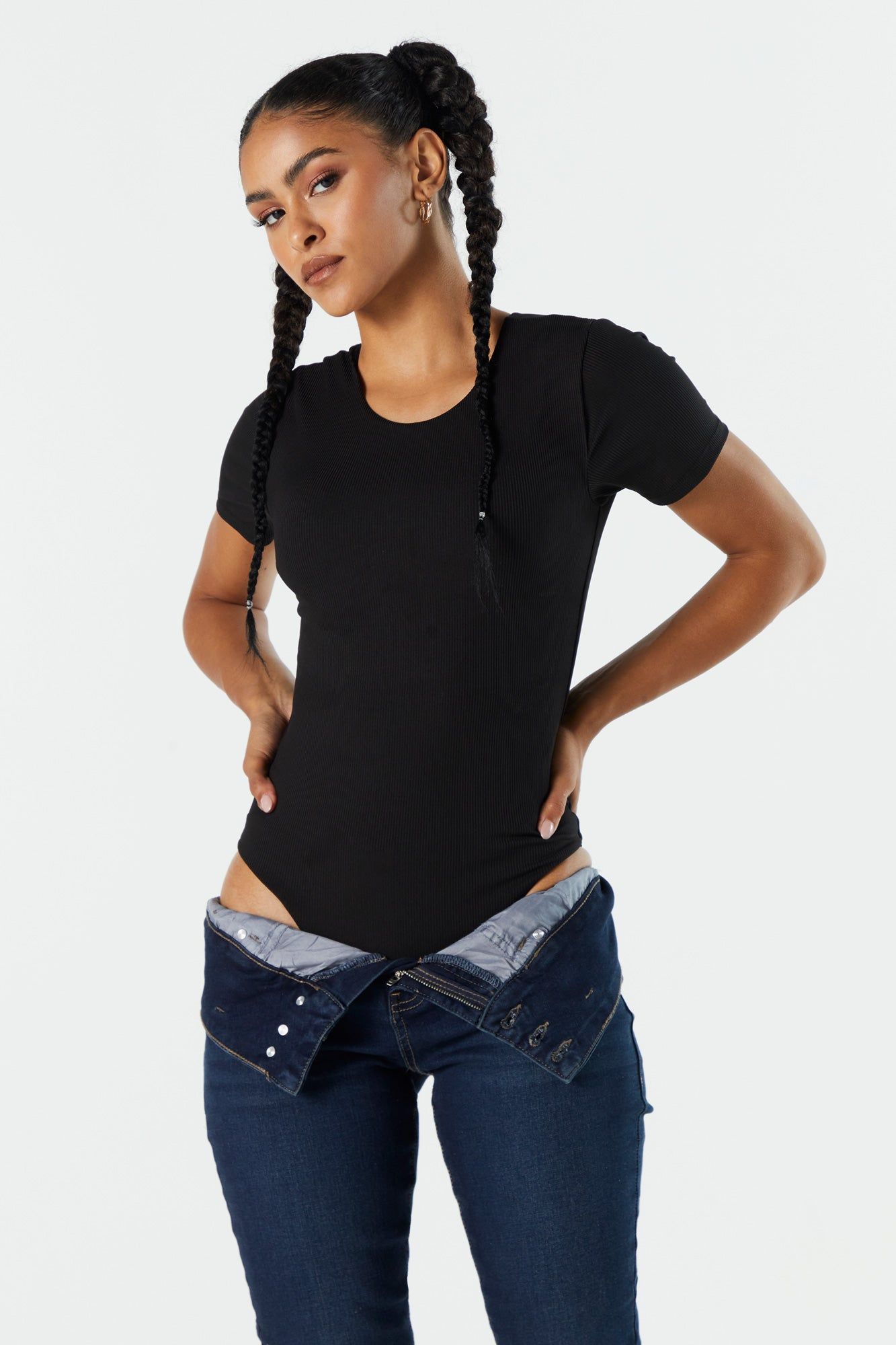 Contour Ribbed Short Sleeve Bodysuit sold by Charlotte Russe product image thumbnail 2