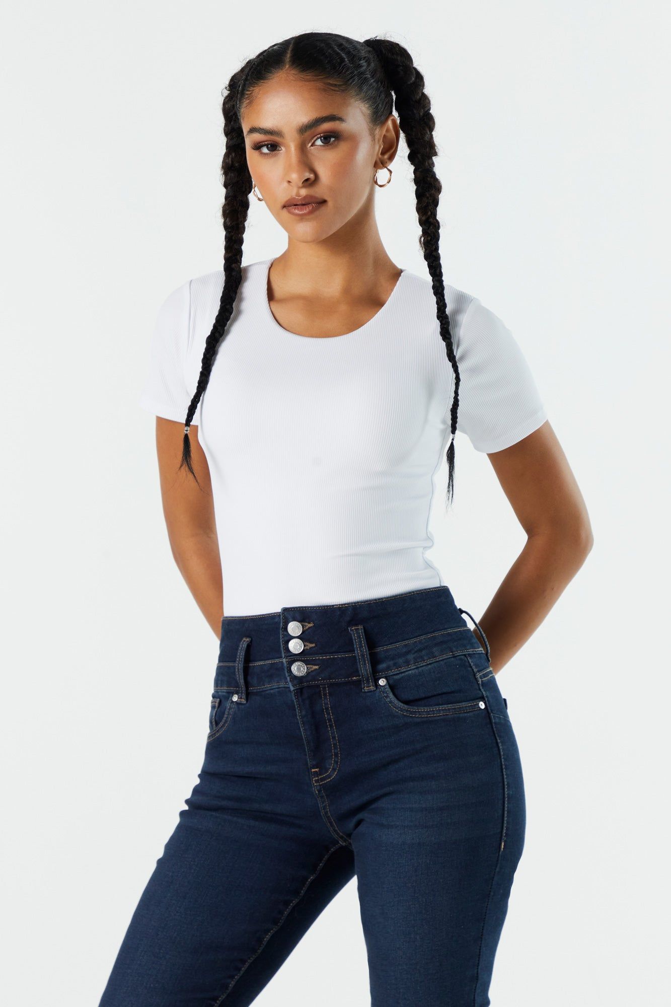 Contour Ribbed Short Sleeve Bodysuit sold by Charlotte Russe product image thumbnail 5