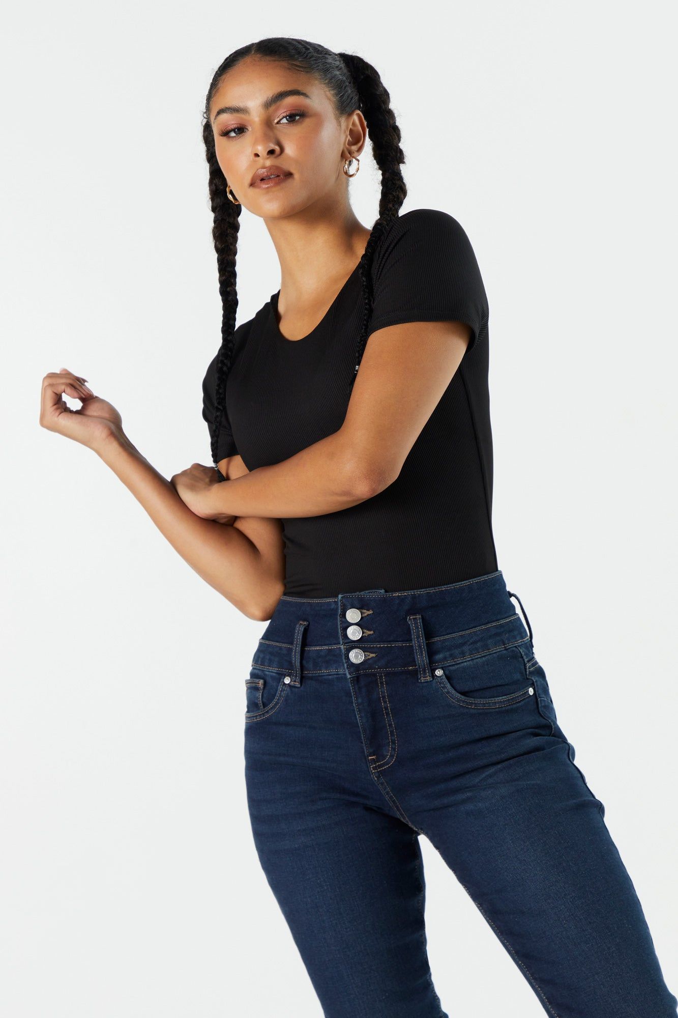 Contour Ribbed Short Sleeve Bodysuit sold by Charlotte Russe