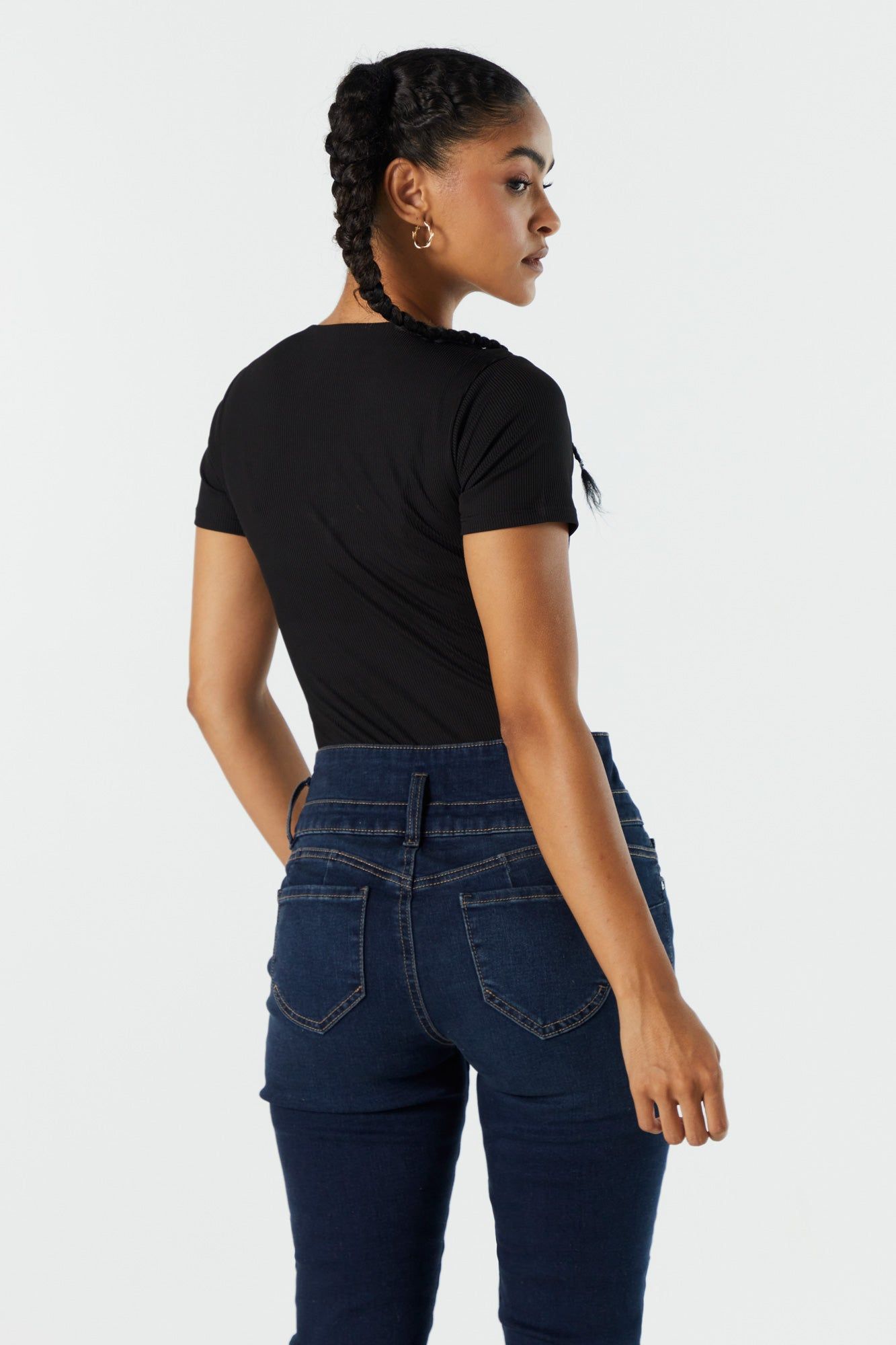 Contour Ribbed Short Sleeve Bodysuit sold by Charlotte Russe product image thumbnail 3