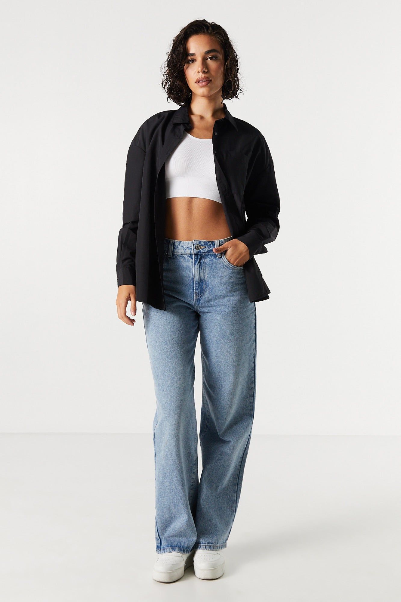 Oversized Poplin Button-Up Top sold by Charlotte Russe product image thumbnail 3
