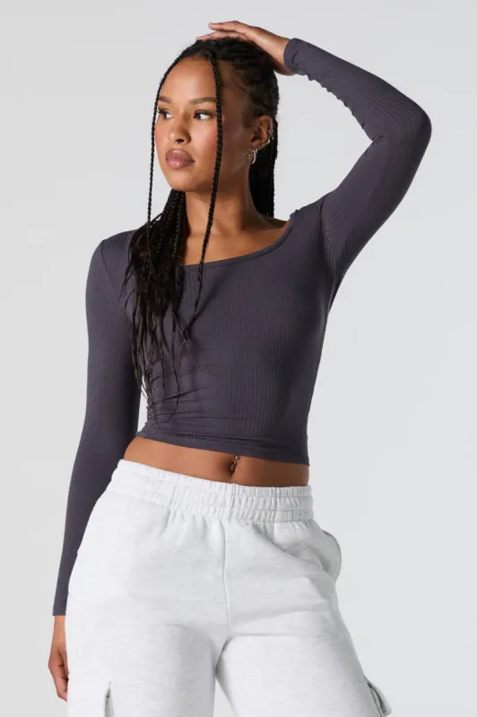 Ribbed Square Neck Long Sleeve Top sold by Charlotte Russe