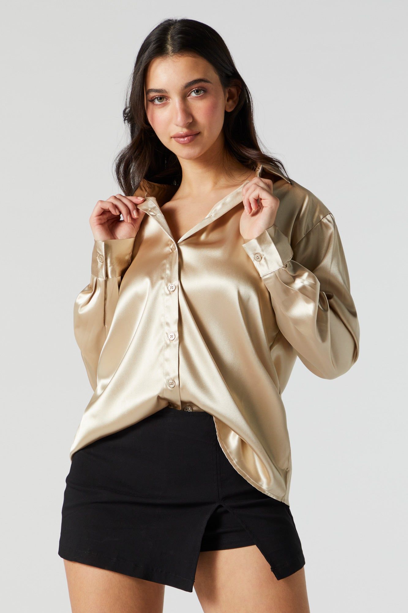 Satin Button-Up Top sold by Charlotte Russe product image thumbnail 5