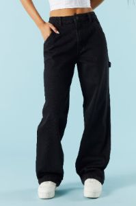 Black High-Rise Carpenter Jean sold by Charlotte Russe