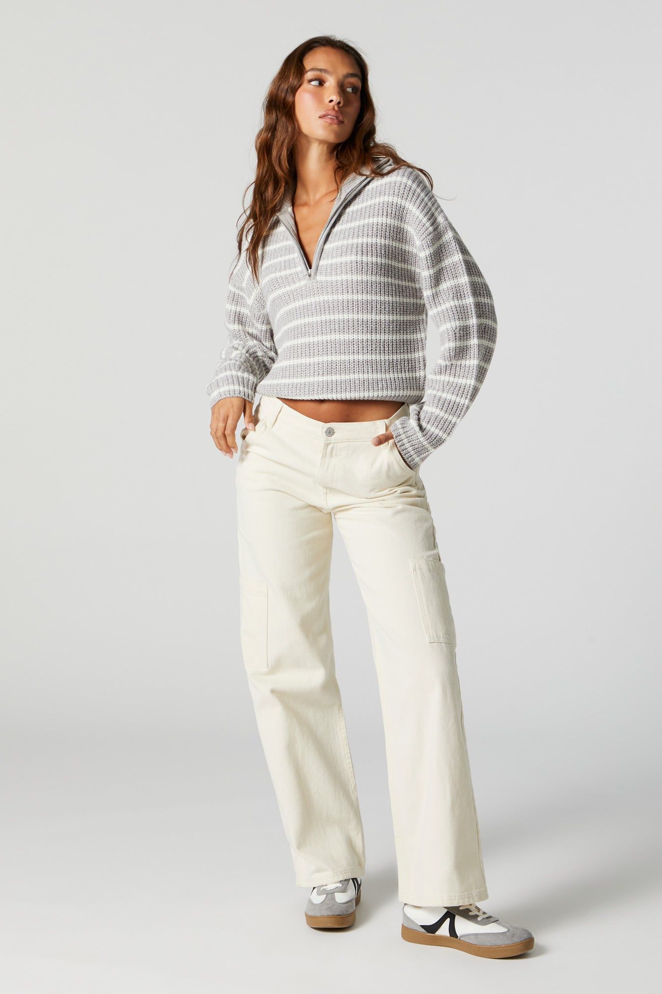 Striped Quarter Zip Knit Sweater sold by Charlotte Russe product image thumbnail 10