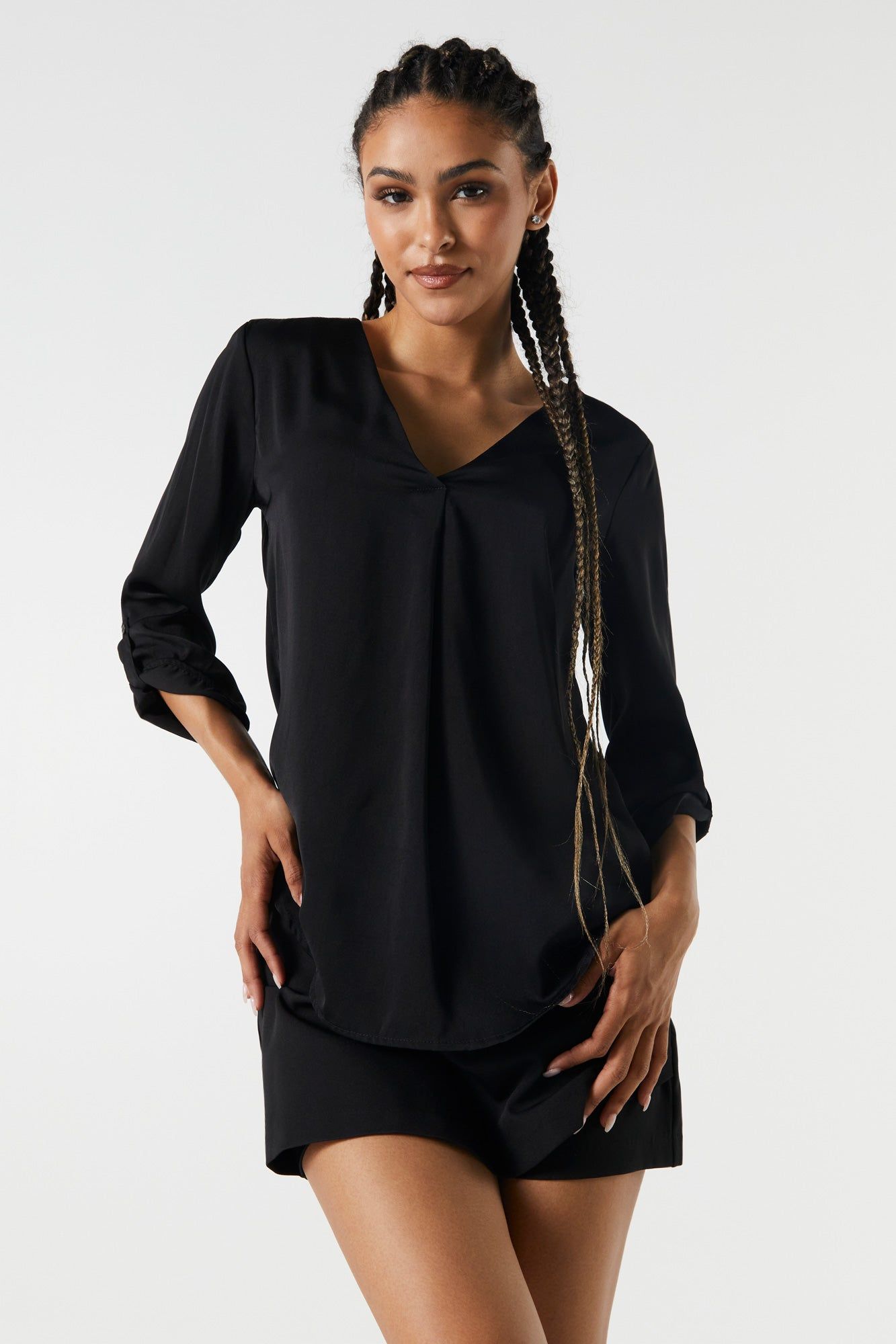 Satin V-Neck Blouse sold by Charlotte Russe product image thumbnail 4