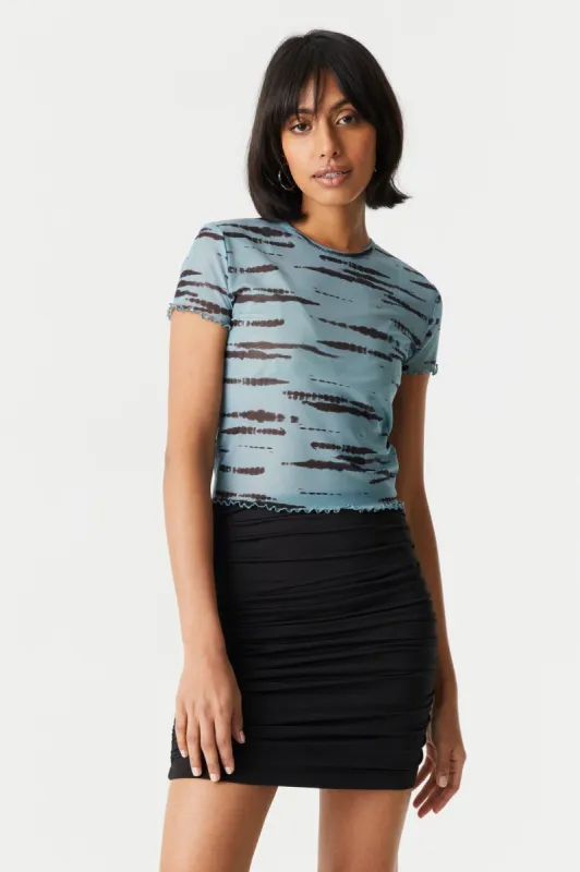 Tie-Dye Stripes Print Lettuce Hem Mesh T-Shirt sold by Charlotte Russe