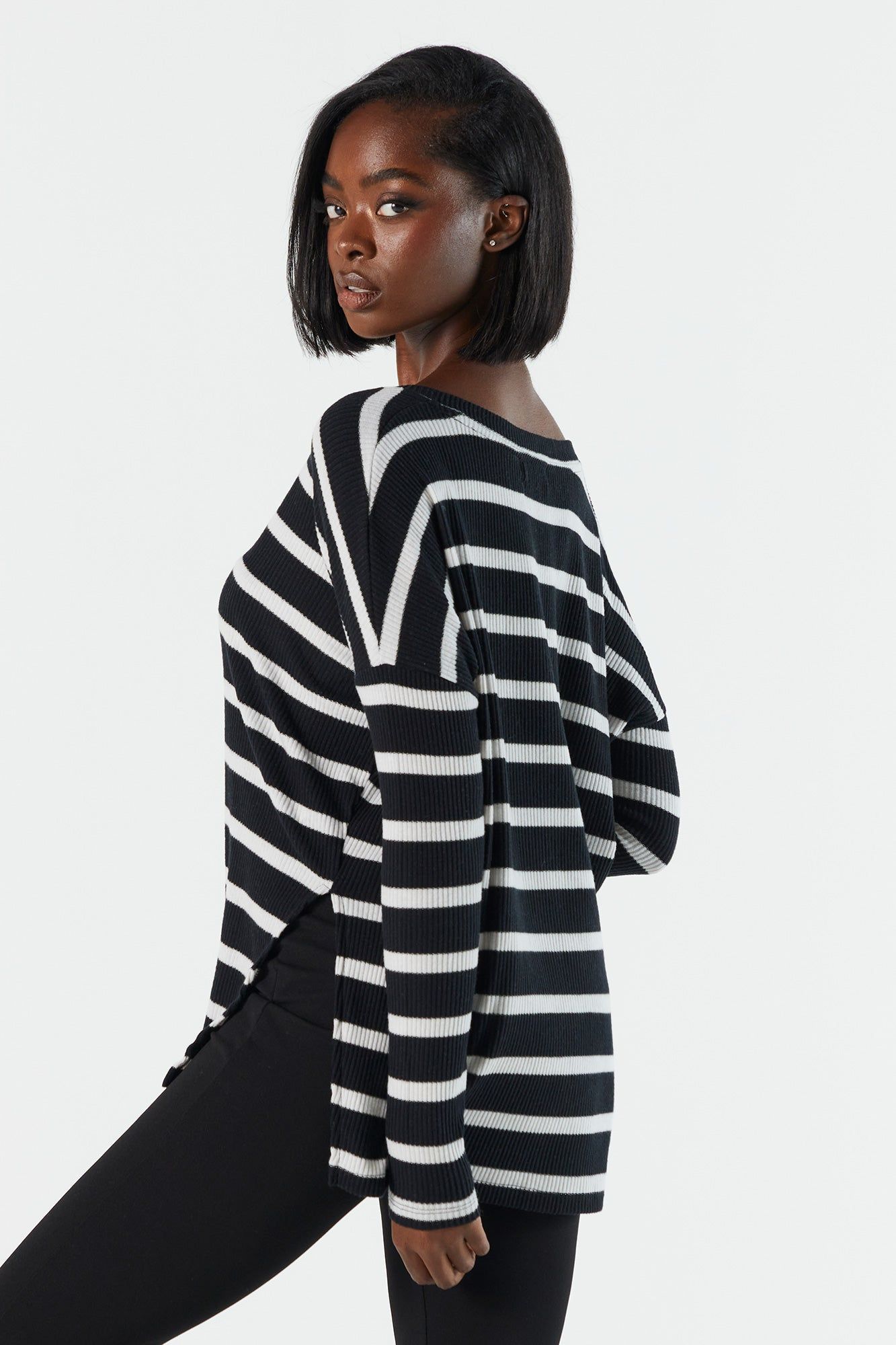 Ribbed V-Neck Long Sleeve Top sold by Charlotte Russe product image thumbnail 3