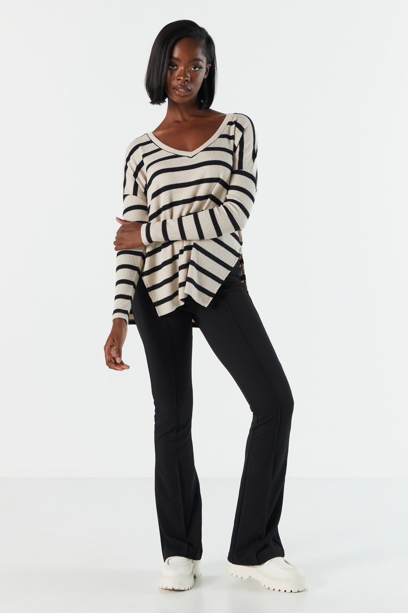 Ribbed V-Neck Long Sleeve Top sold by Charlotte Russe product image thumbnail 8