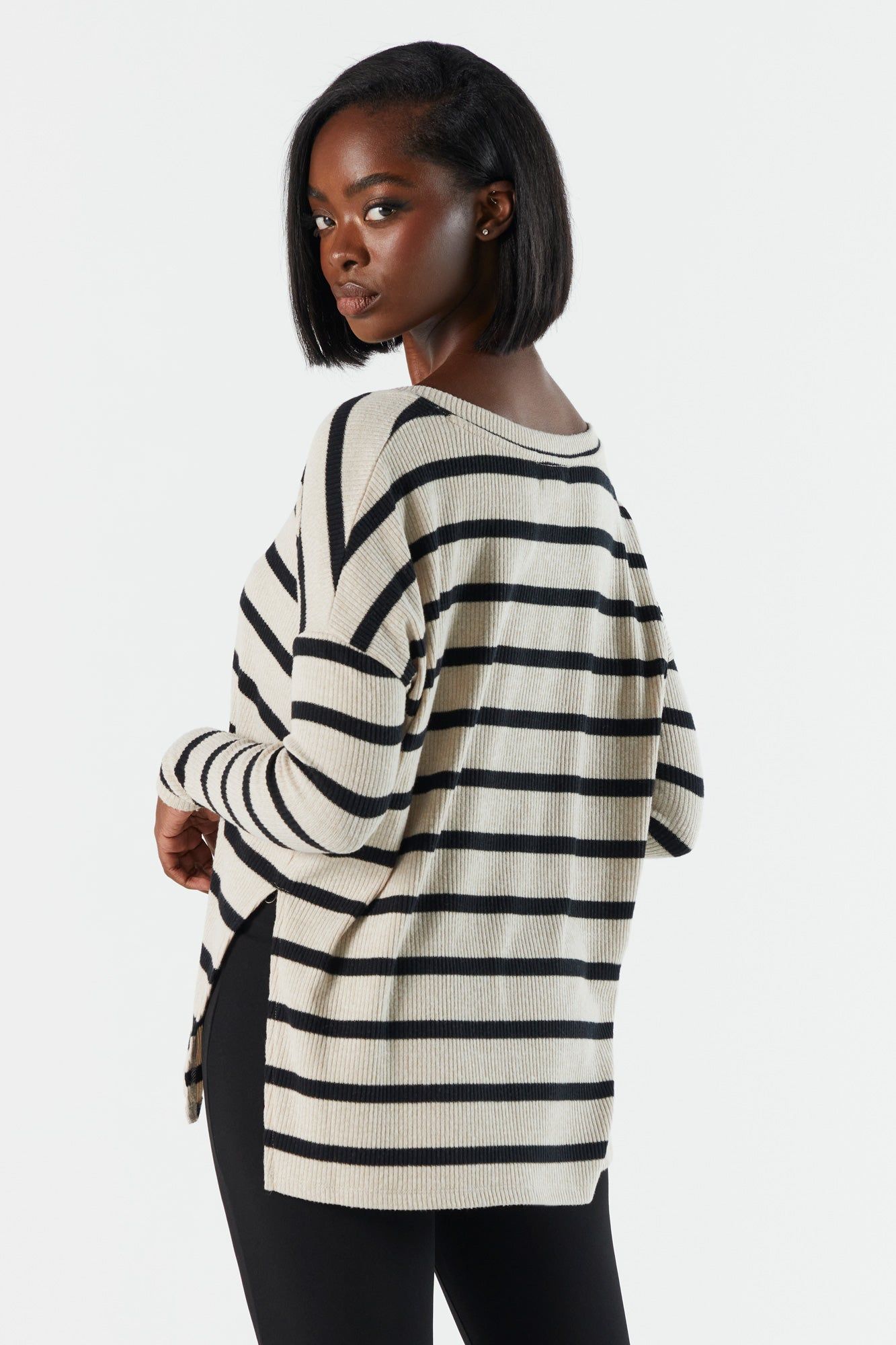 Ribbed V-Neck Long Sleeve Top sold by Charlotte Russe product image thumbnail 7