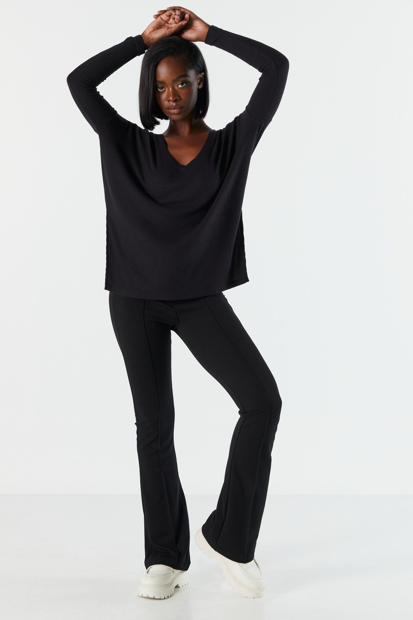 Ribbed V-Neck Long Sleeve Top sold by Charlotte Russe product image thumbnail 12