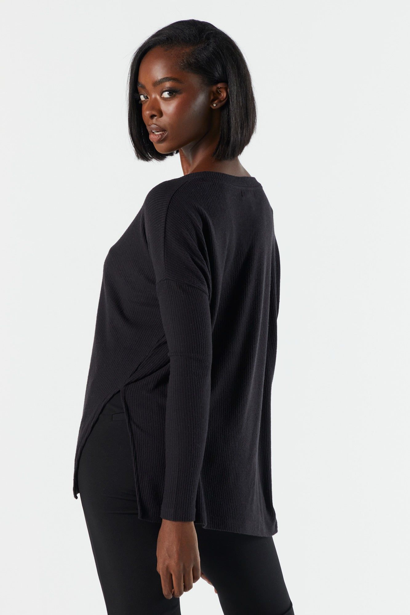 Ribbed V-Neck Long Sleeve Top sold by Charlotte Russe product image thumbnail 11