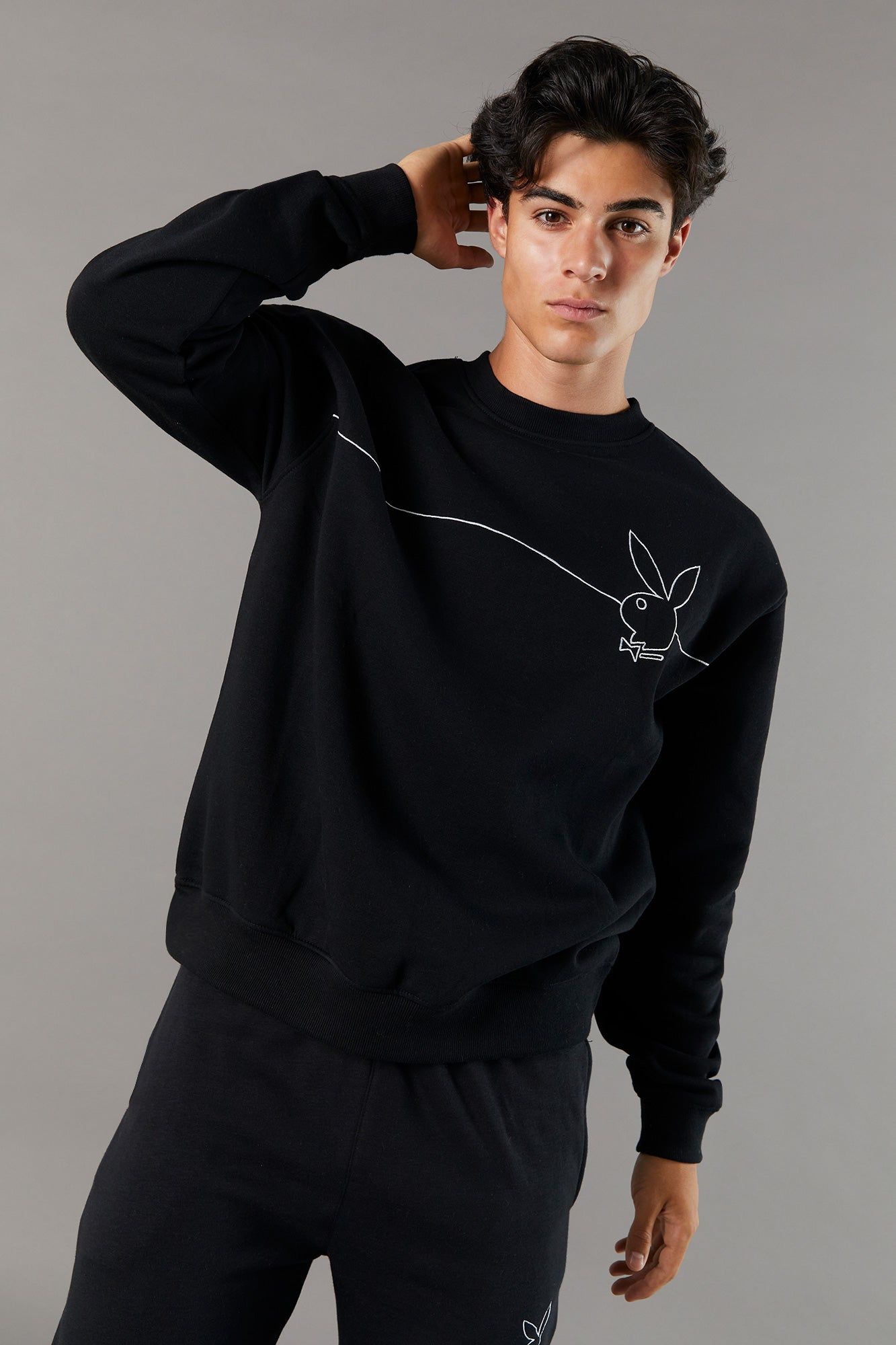 Playboy Script Graphic Fleece Sweatshirt sold by Charlotte Russe