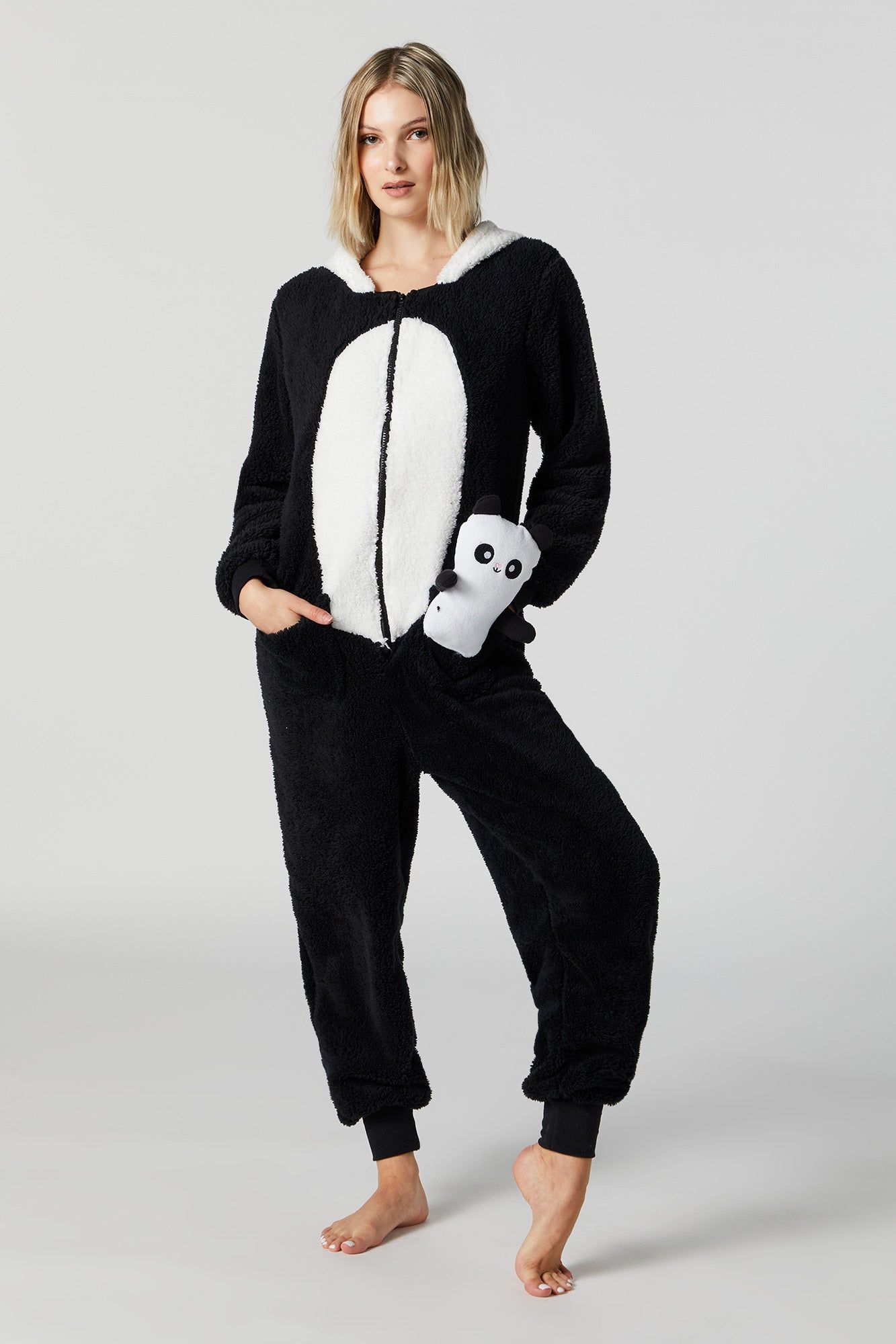 Plush 3D Panda Onesie sold by Charlotte Russe