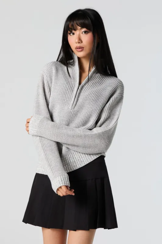 Quarter Zip Knit Sweater sold by Charlotte Russe