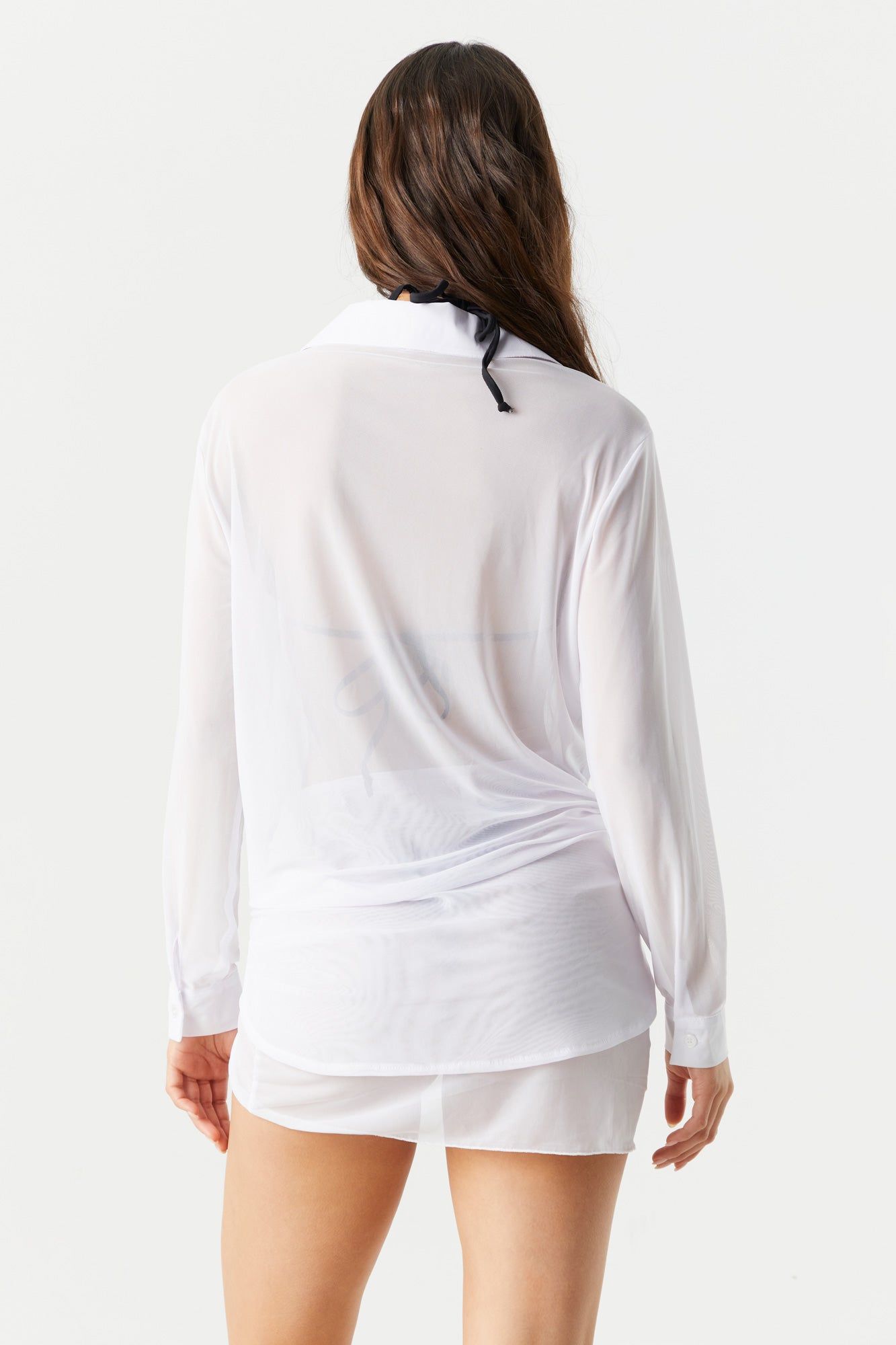 Oversized Mesh Button-Up Top sold by Charlotte Russe product image thumbnail 5