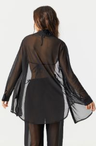 Oversized Mesh Button-Up Top sold by Charlotte Russe