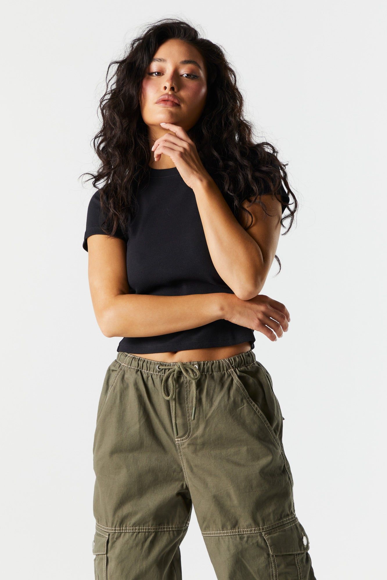 Ribbed Crewneck T-Shirt sold by Charlotte Russe