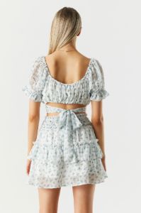White Floral Mesh Tiered Skirt sold by Charlotte Russe