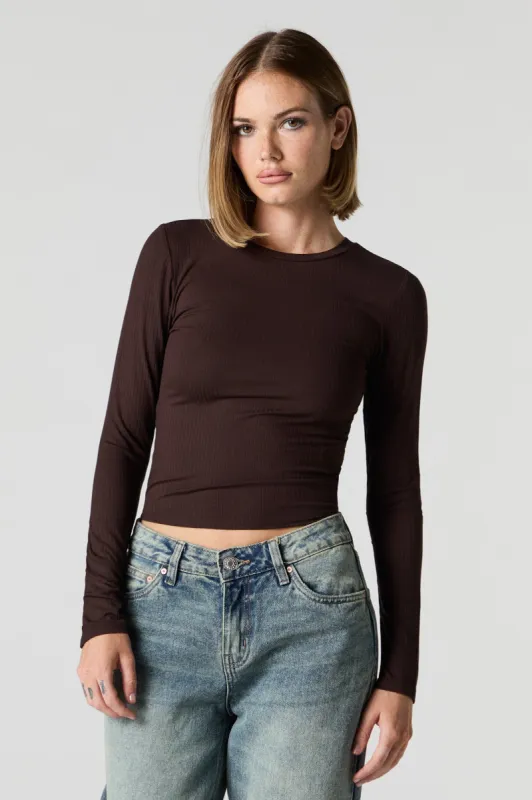 Ribbed Crewneck Long Sleeve Top sold by Charlotte Russe