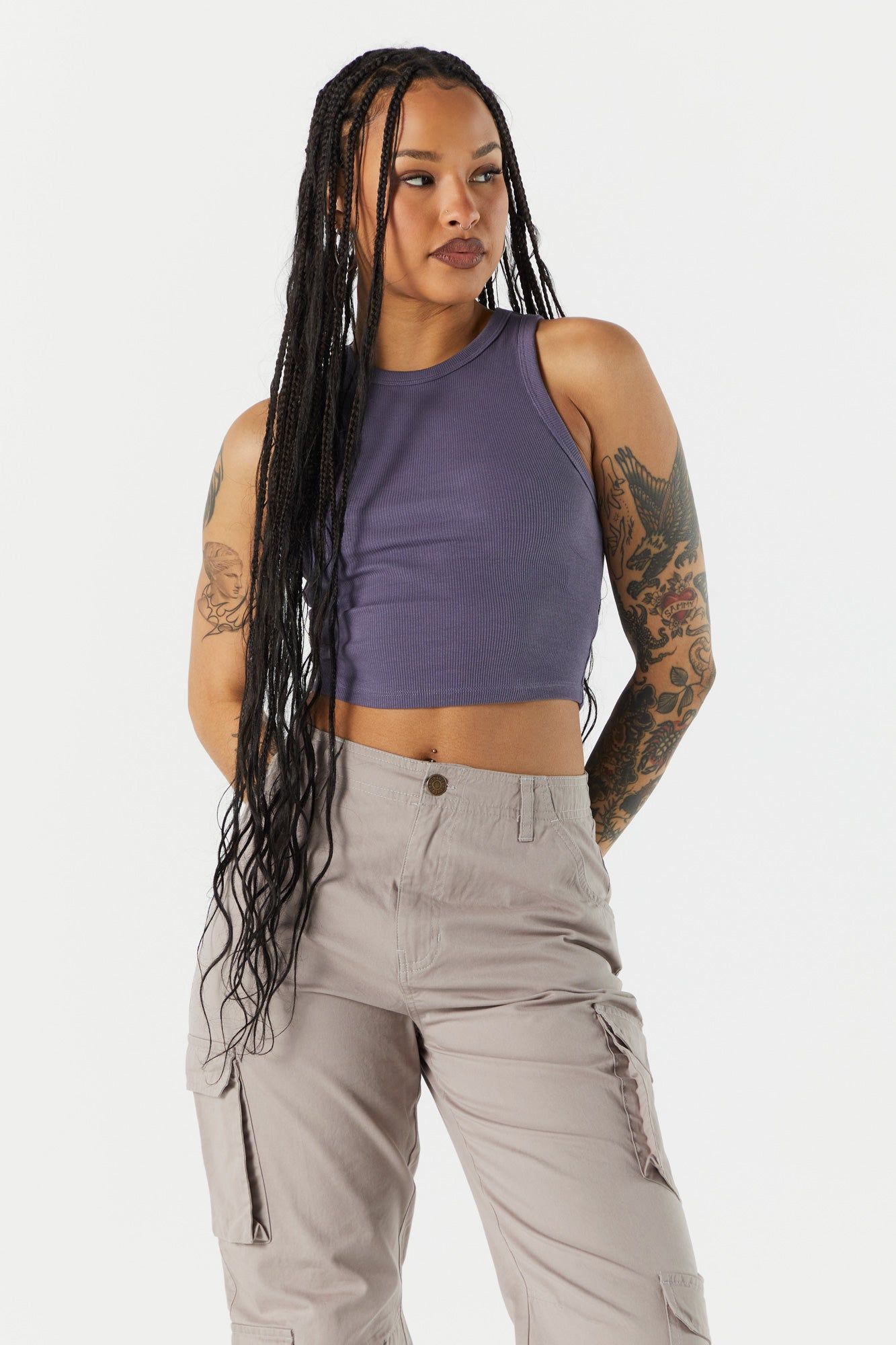 Everyday High Neck Ribbed Tank sold by Charlotte Russe product image thumbnail 4