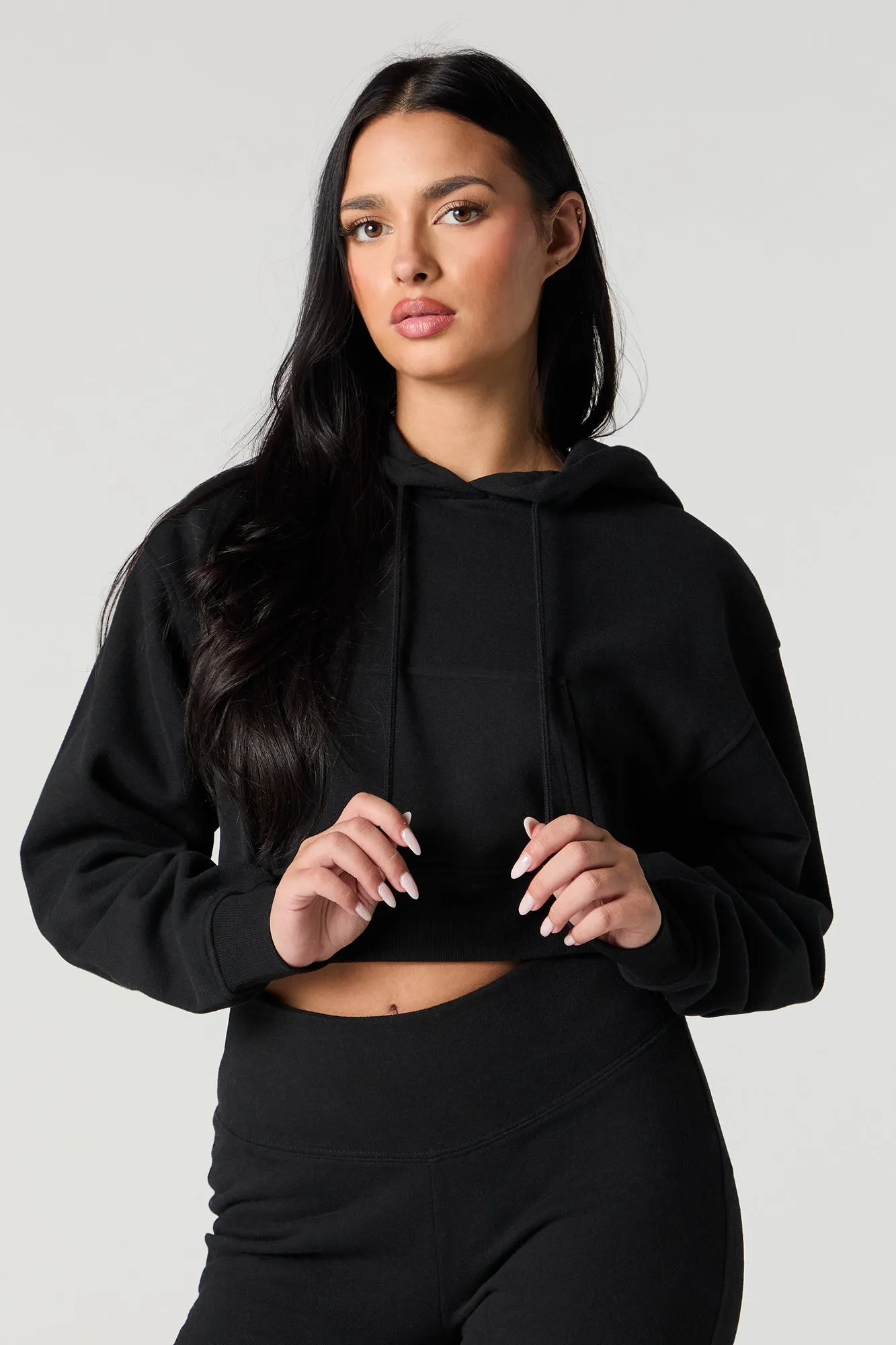 Soft Fleece Cropped Hoodie sold by Charlotte Russe product image thumbnail 4