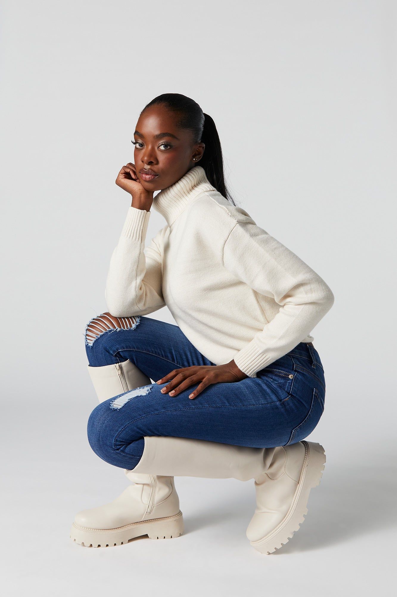 Faux Leather Platform Lug Boot sold by Charlotte Russe