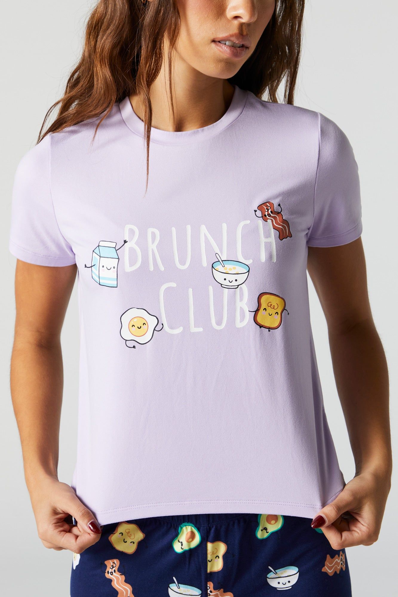 Brunch Club Graphic Pajama T-Shirt Set sold by Charlotte Russe product image thumbnail 2