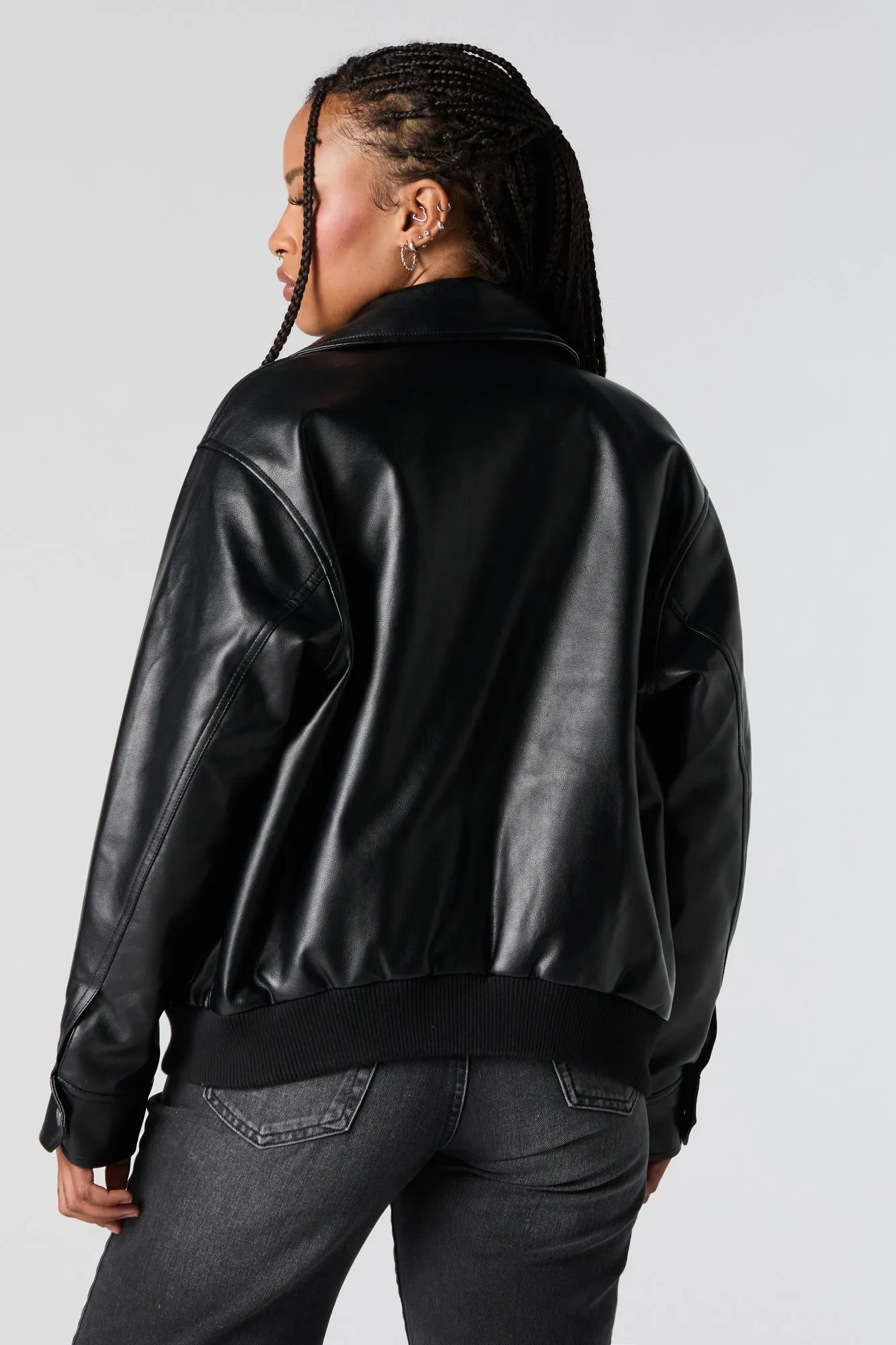 Oversized Faux Leather Jacket sold by Charlotte Russe product image thumbnail 2
