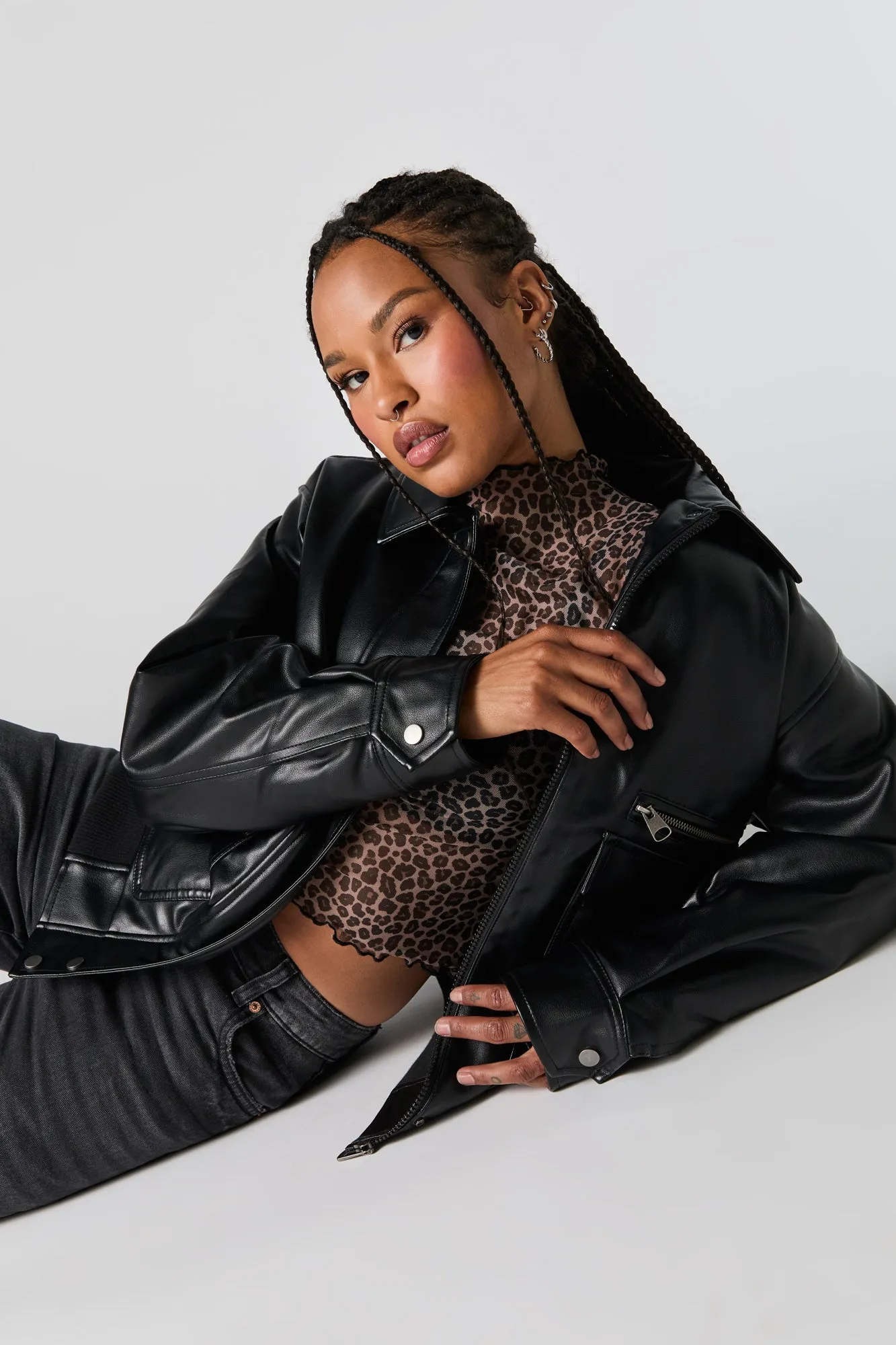 Oversized Faux Leather Jacket sold by Charlotte Russe