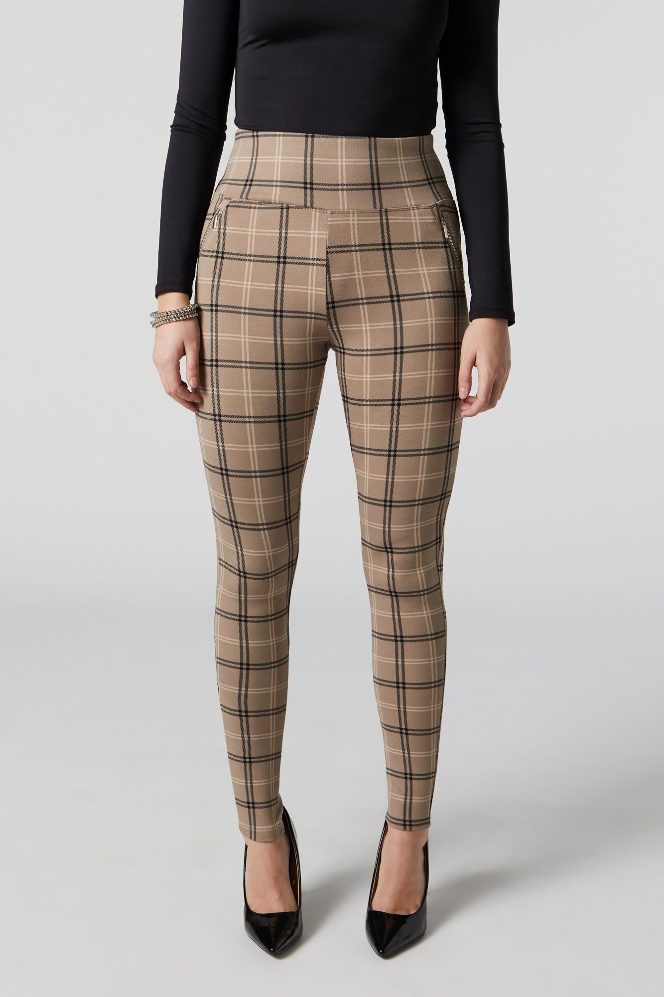 Plaid Print High Rise Zipper Pocket Legging sold by Charlotte Russe product image thumbnail 5