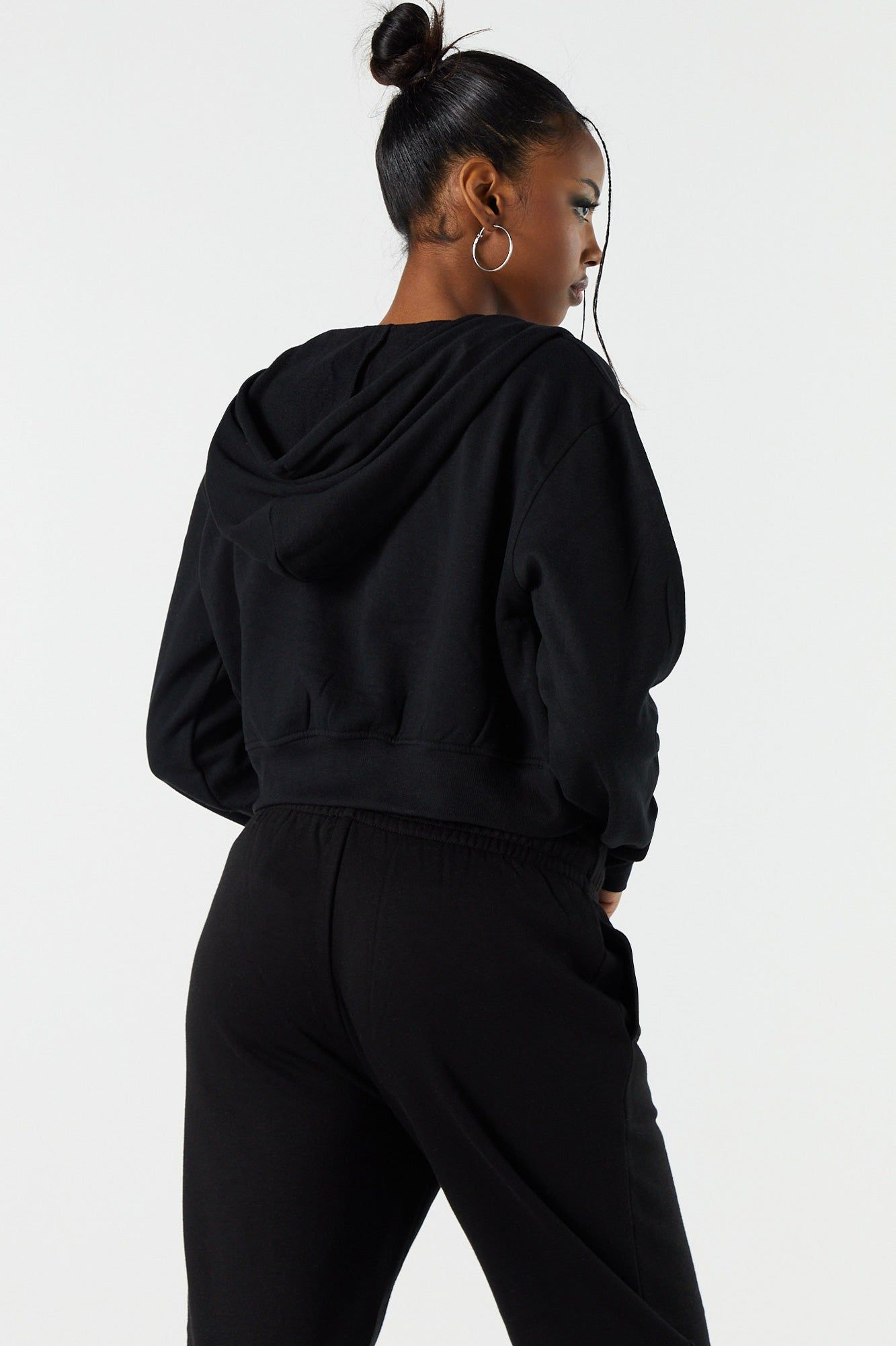 Fleece Zip-Up Cropped Hoodie sold by Charlotte Russe product image thumbnail 4