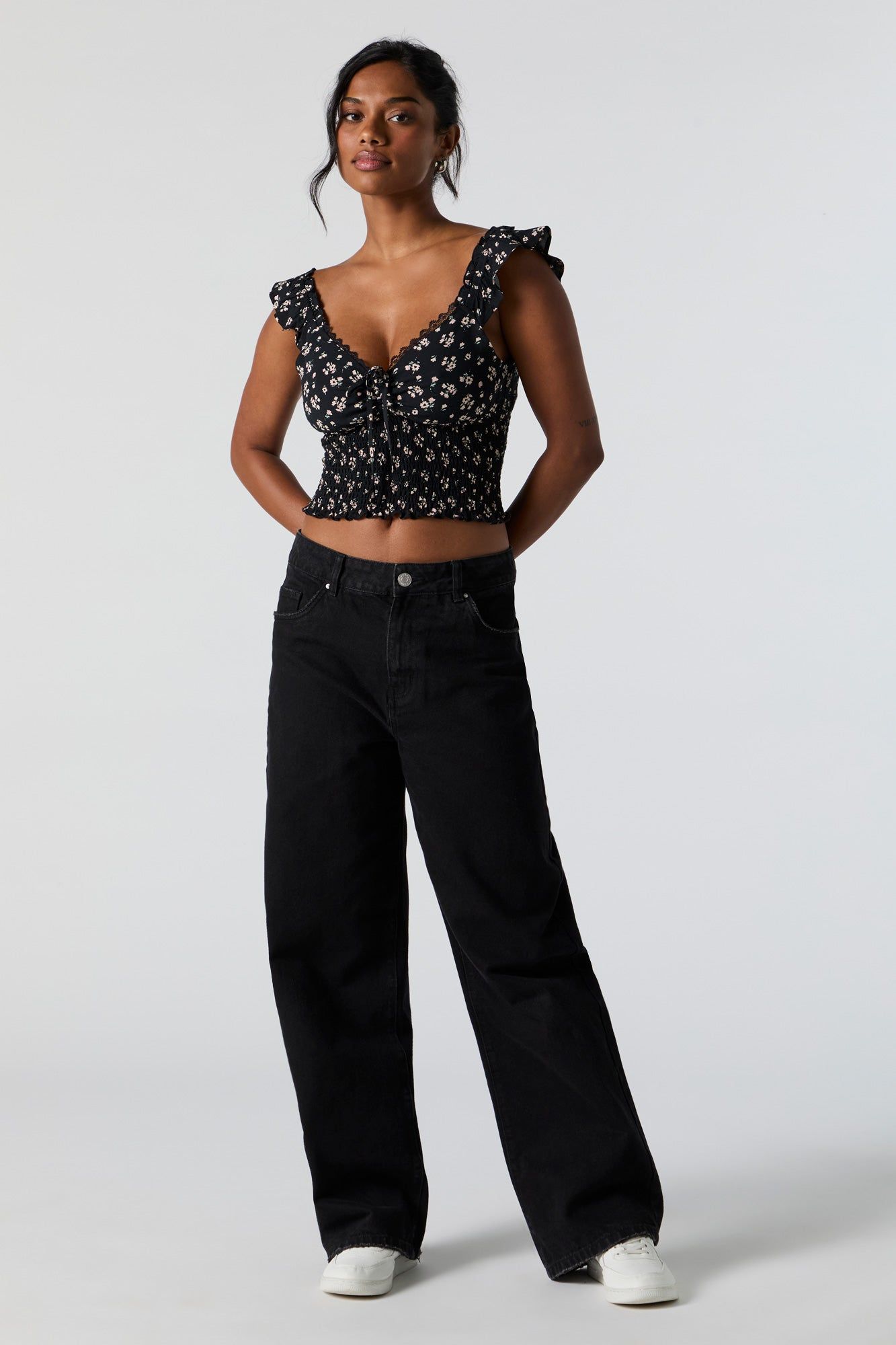 Floral Milkmaid Front Tie Top sold by Charlotte Russe product image thumbnail 3