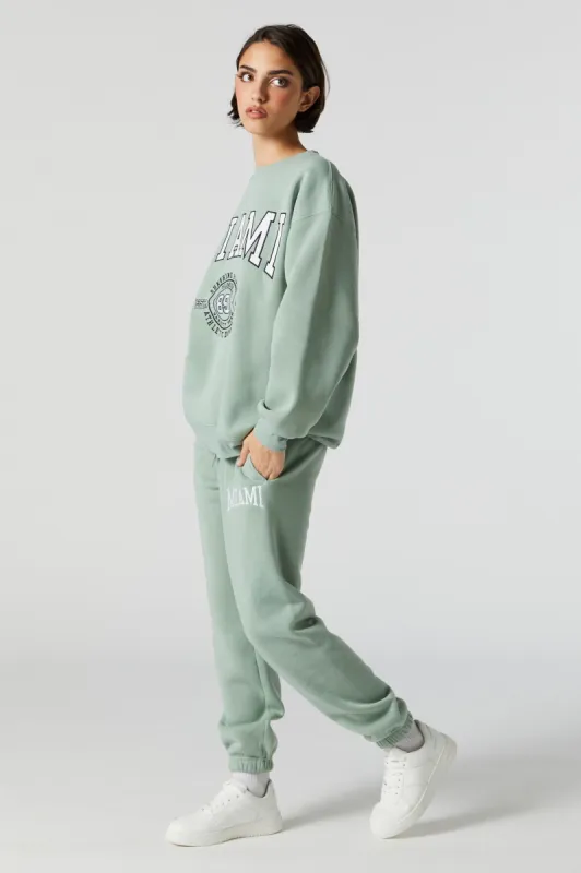 Miami Embroidered Fleece Jogger sold by Charlotte Russe