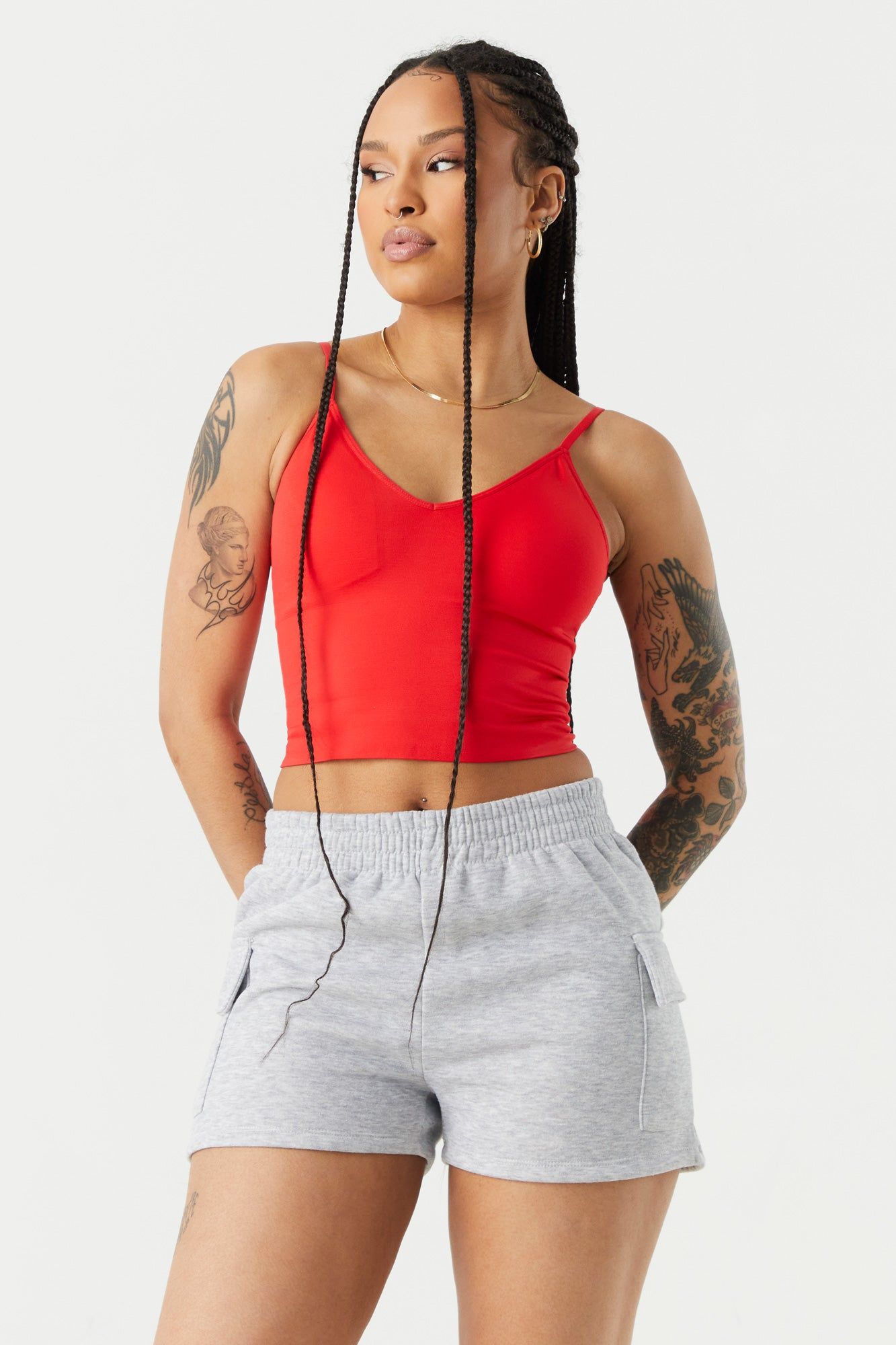 Seamless V-Neck Support Crop Tank sold by Charlotte Russe product image thumbnail 4