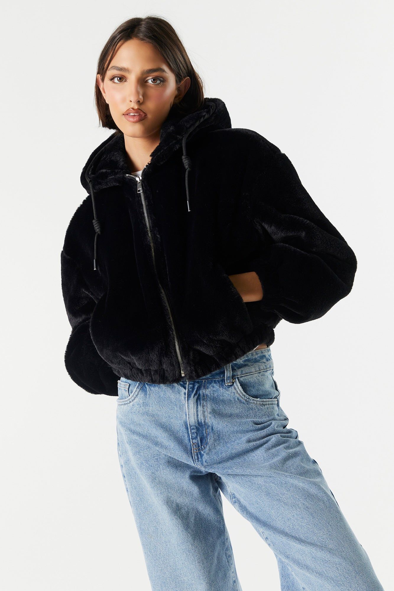 Faux Fur Bomber Jacket sold by Charlotte Russe product image thumbnail 4