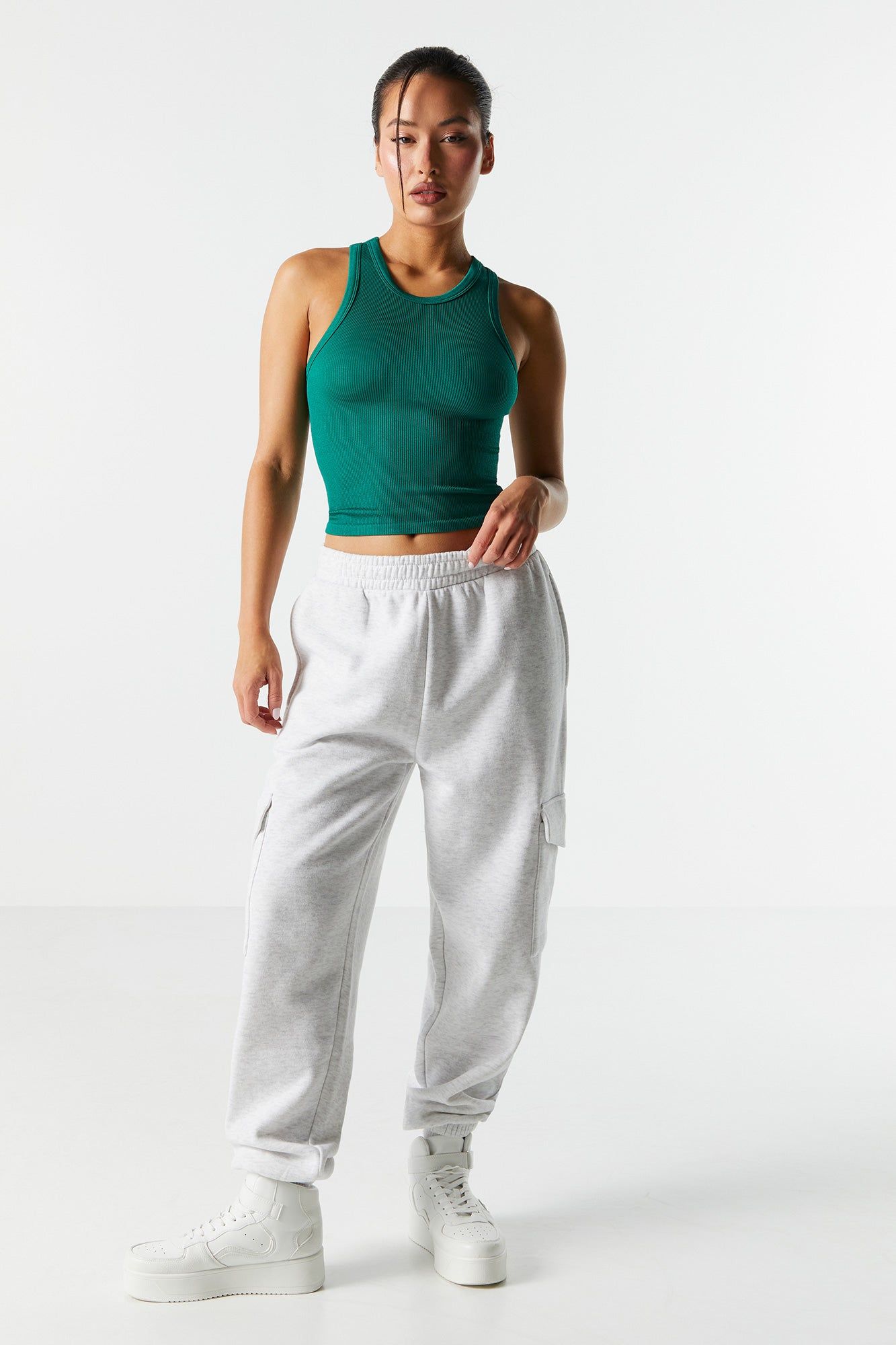 Seamless Ribbed Round Neck Tank sold by Charlotte Russe product image thumbnail 3