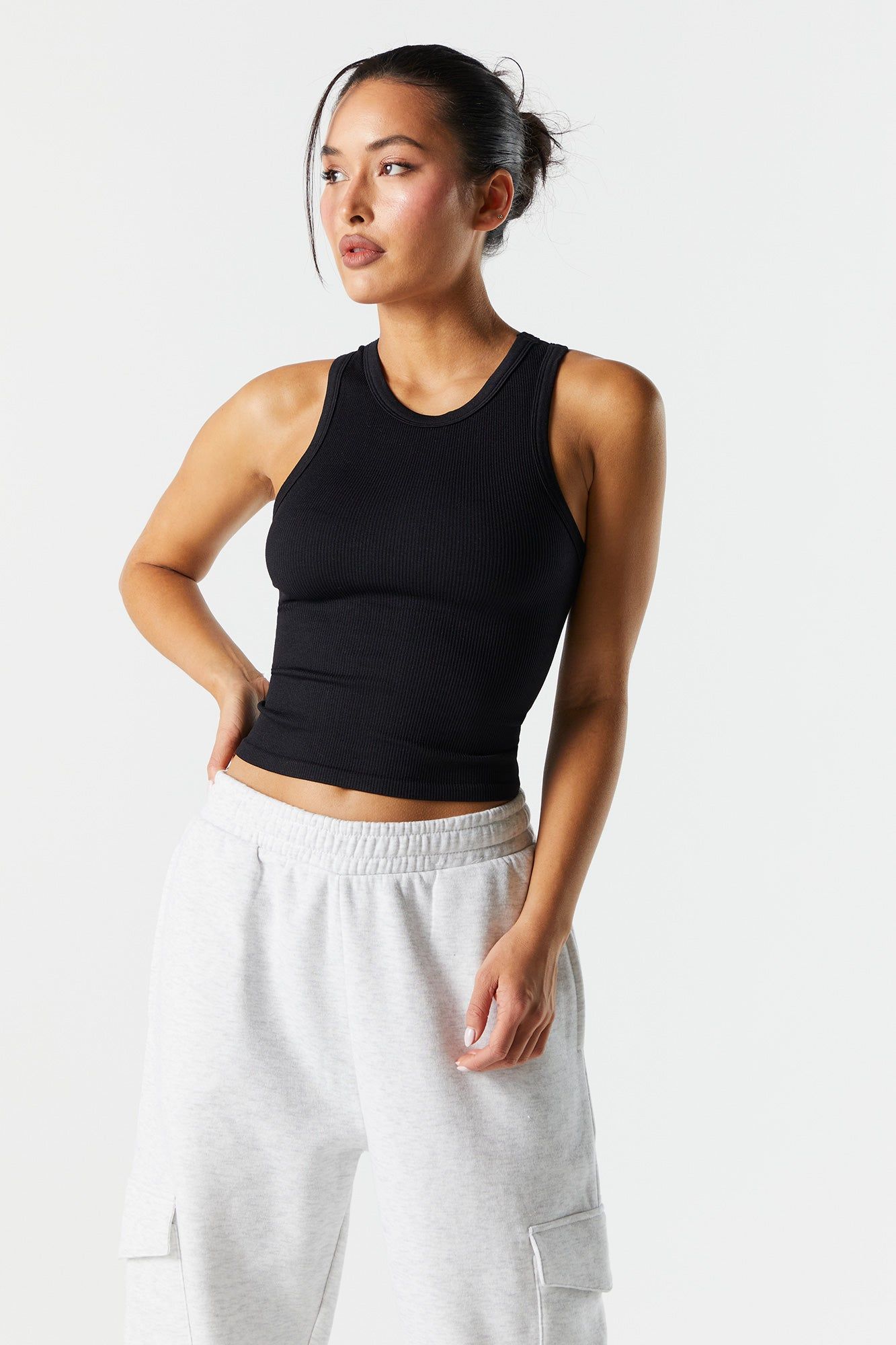 Seamless Ribbed Round Neck Tank sold by Charlotte Russe product image thumbnail 4