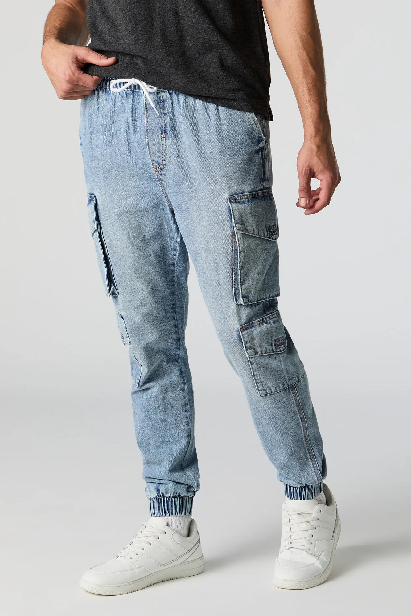 Denim Multi Pocket Cargo Jogger sold by Charlotte Russe