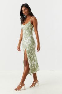 Green Printed Leg Slit Maxi Dress sold by Charlotte Russe