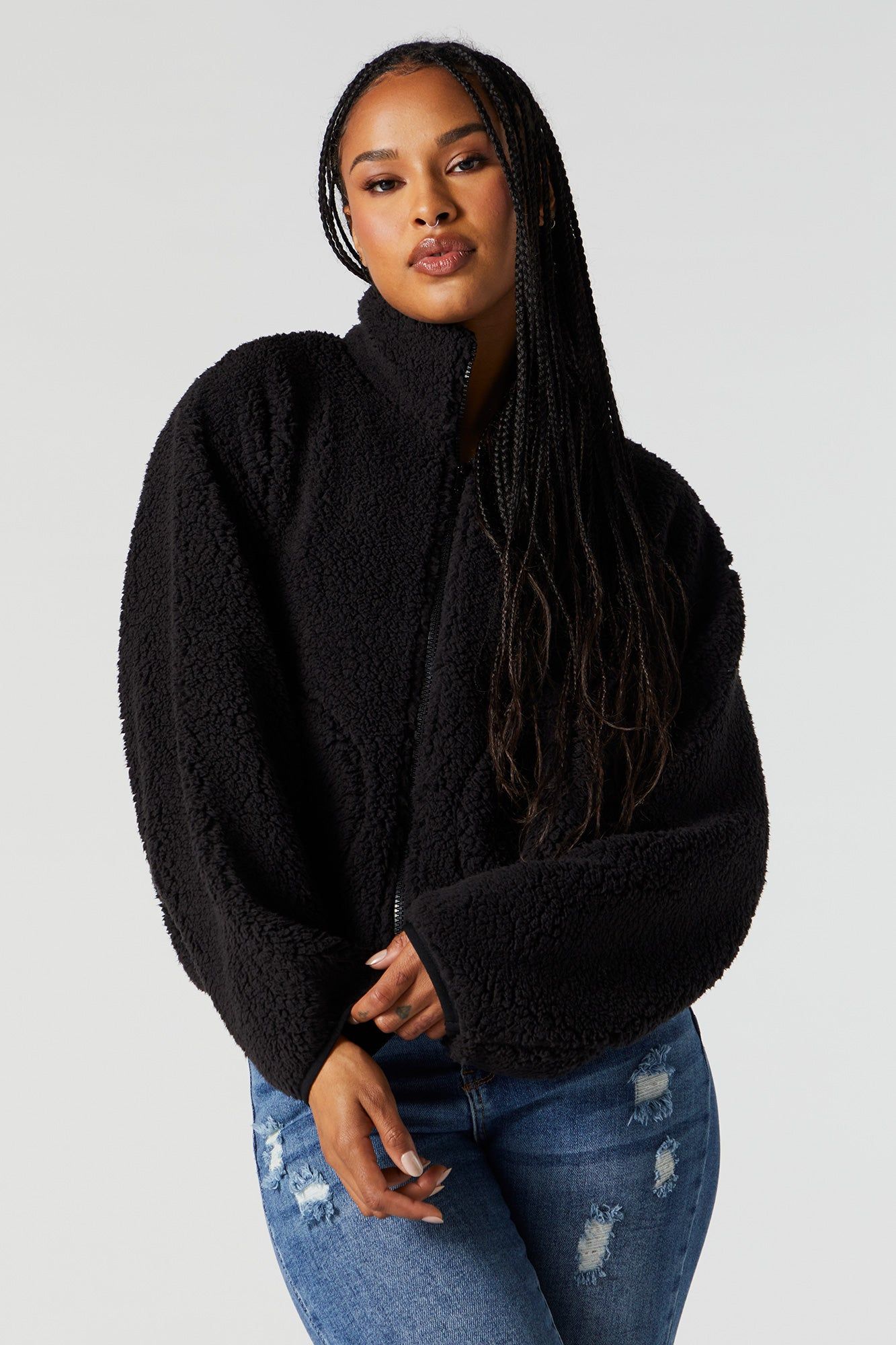 Sherpa Zip-Up Jacket sold by Charlotte Russe