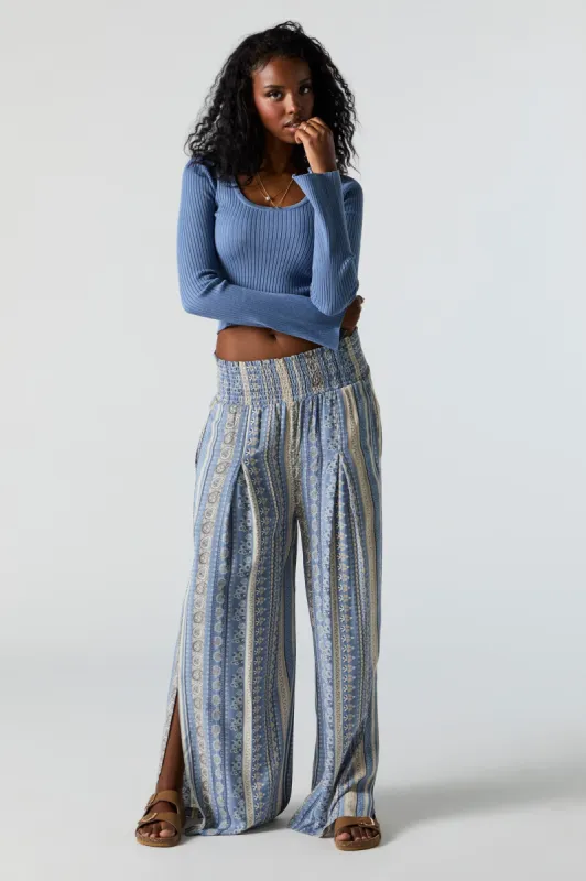 Paisley Print Smocked Palazzo Pant sold by Charlotte Russe