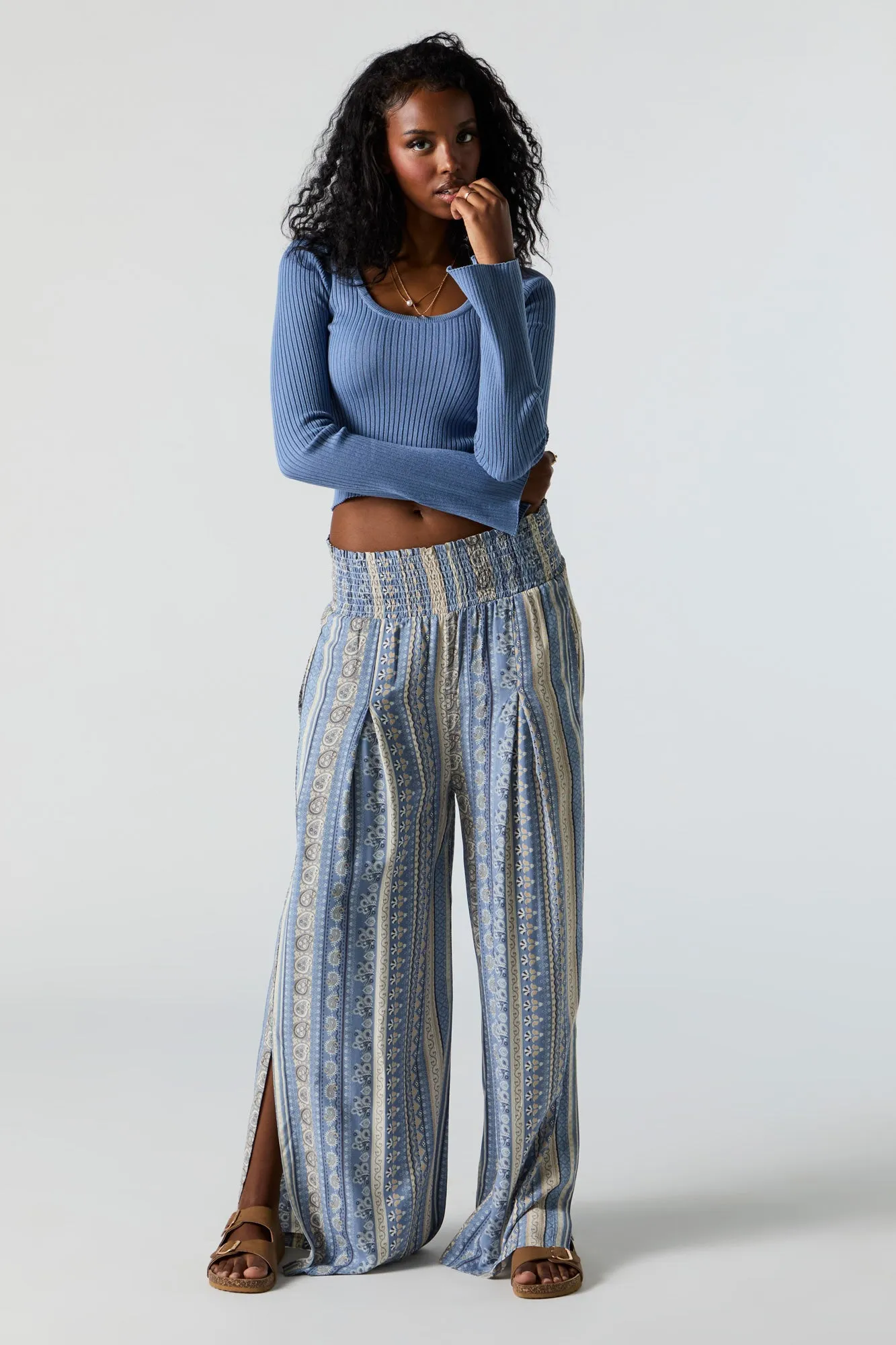 Paisley Print Smocked Palazzo Pant sold by Charlotte Russe