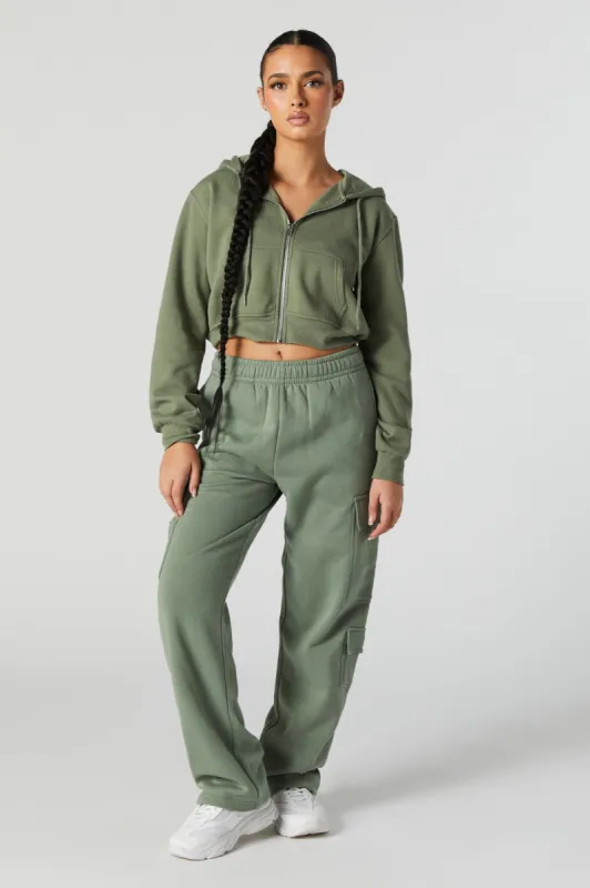 Fleece Wide Leg Cargo Jogger sold by Charlotte Russe